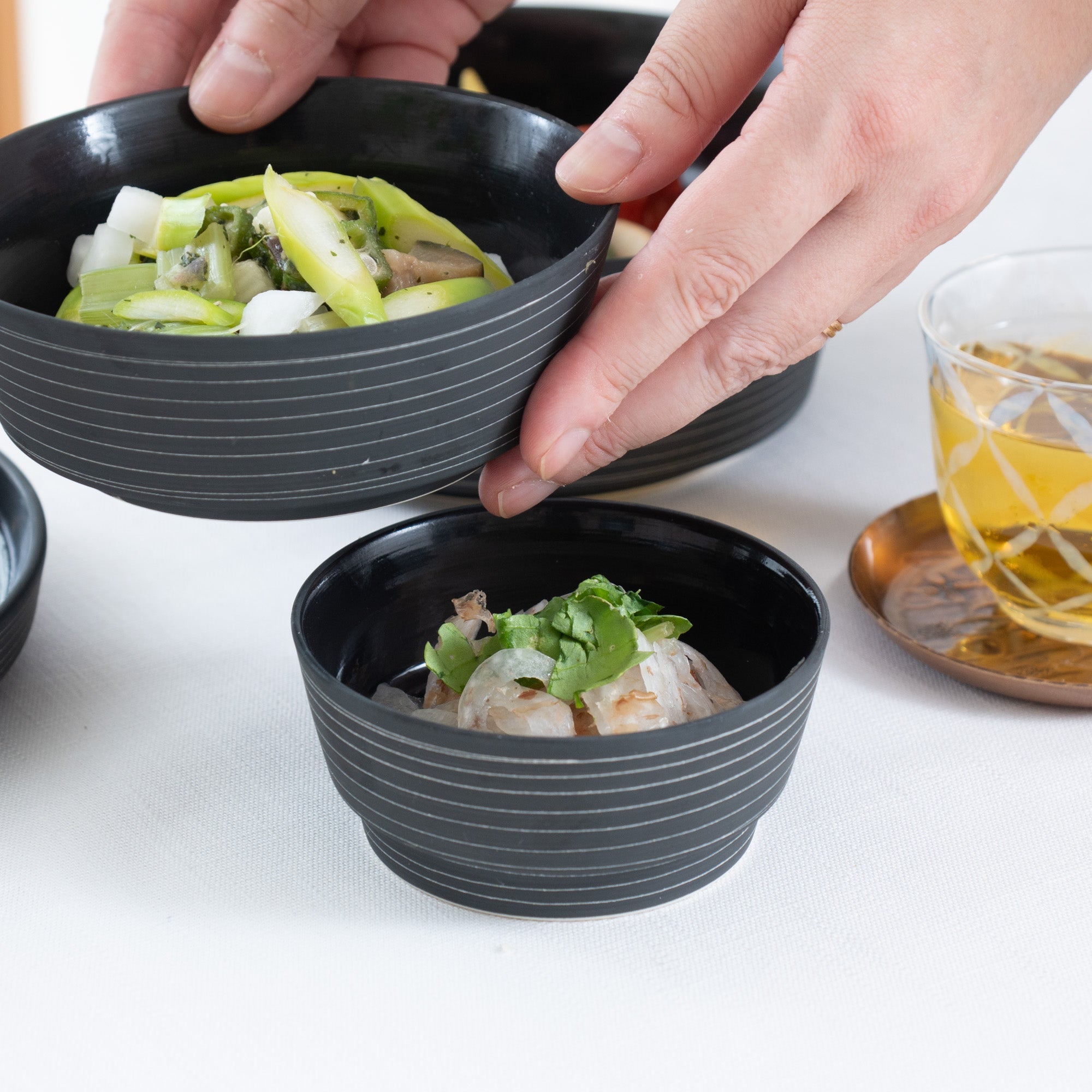 Arita Porcelain Lab Black Line Conic Modern Jubako Bento Box - MUSUBI KILN - Quality Japanese Tableware and Gift