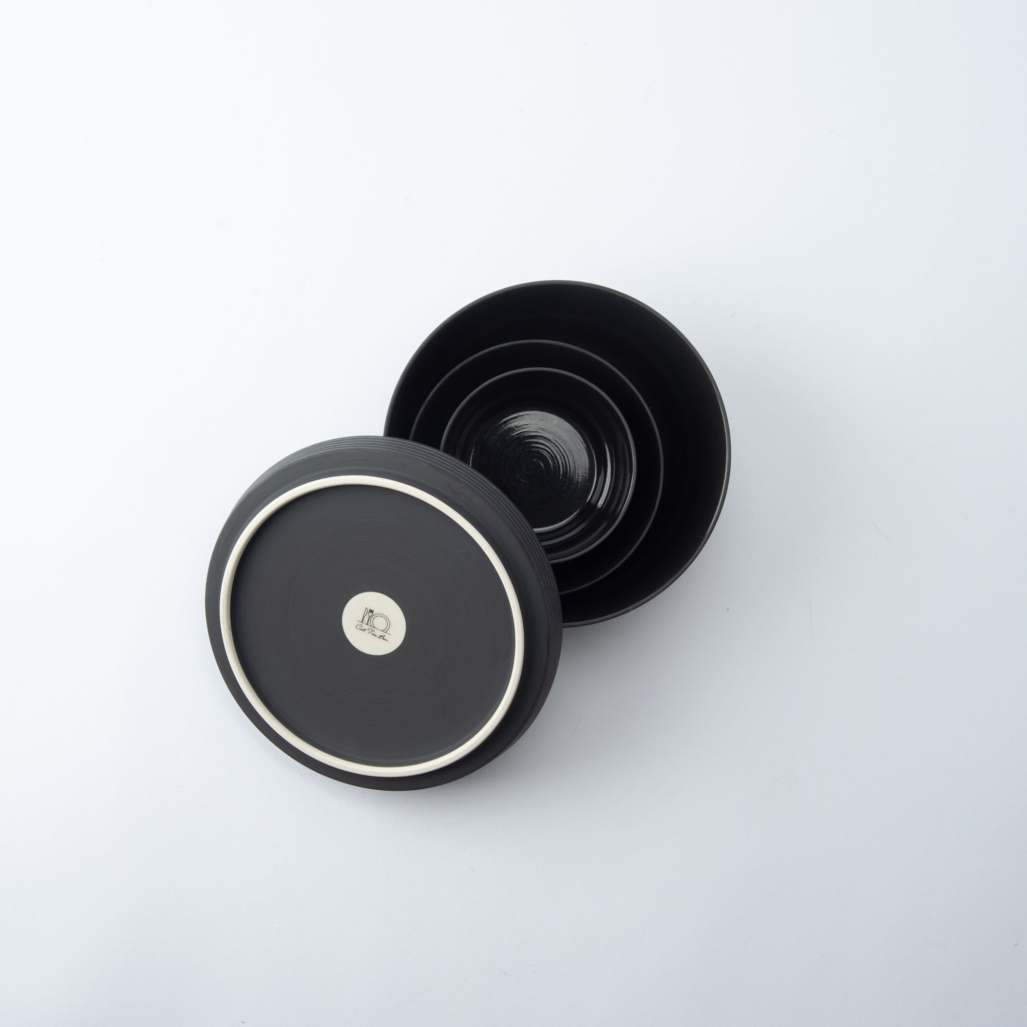 Arita Porcelain Lab Black Line Conic Modern Jubako Bento Box - MUSUBI KILN - Quality Japanese Tableware and Gift
