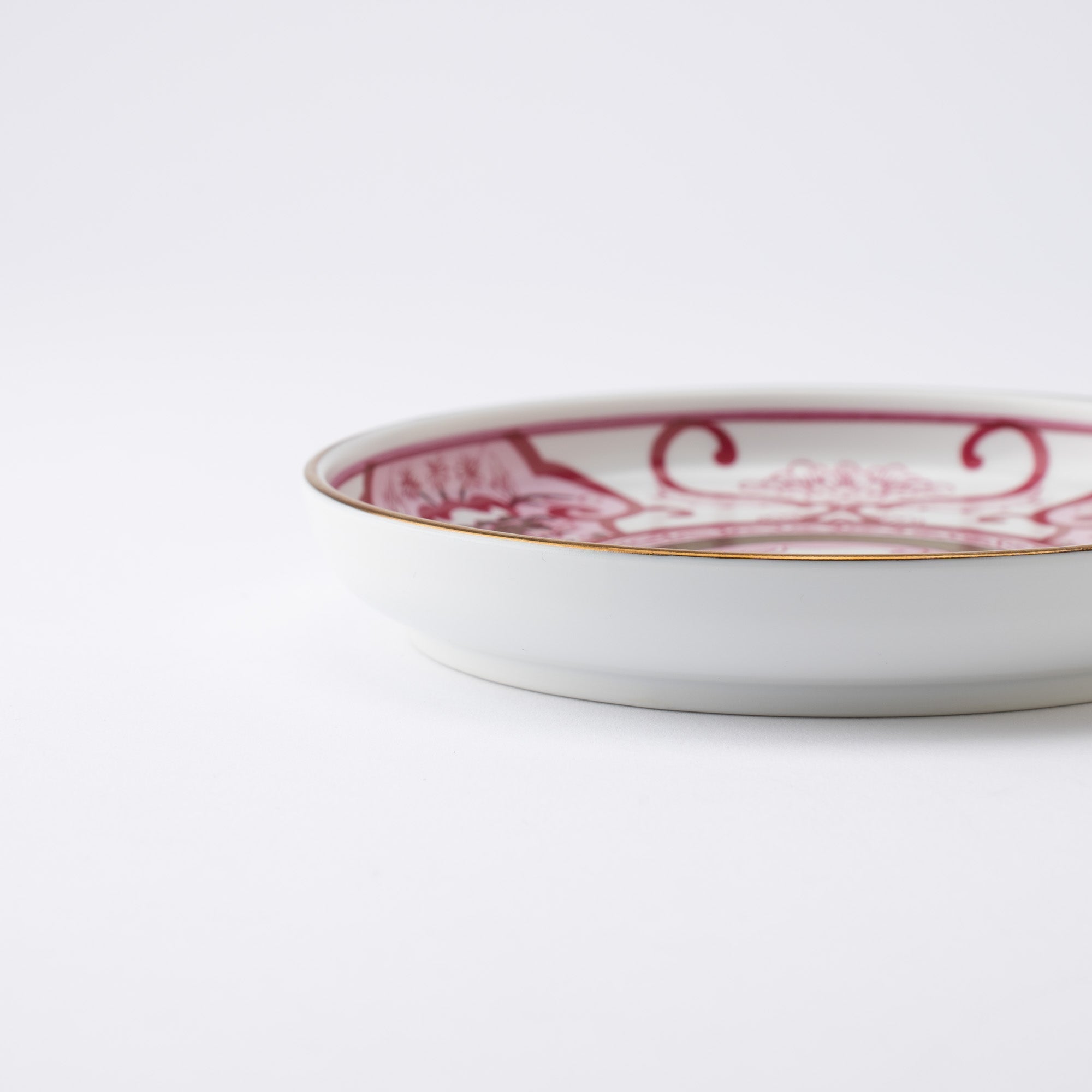 Arita Porcelain Lab Japan Autumn Burgundy Old Imari Floral Pattern Plate 5.3in - MUSUBI KILN - Quality Japanese Tableware and Gift