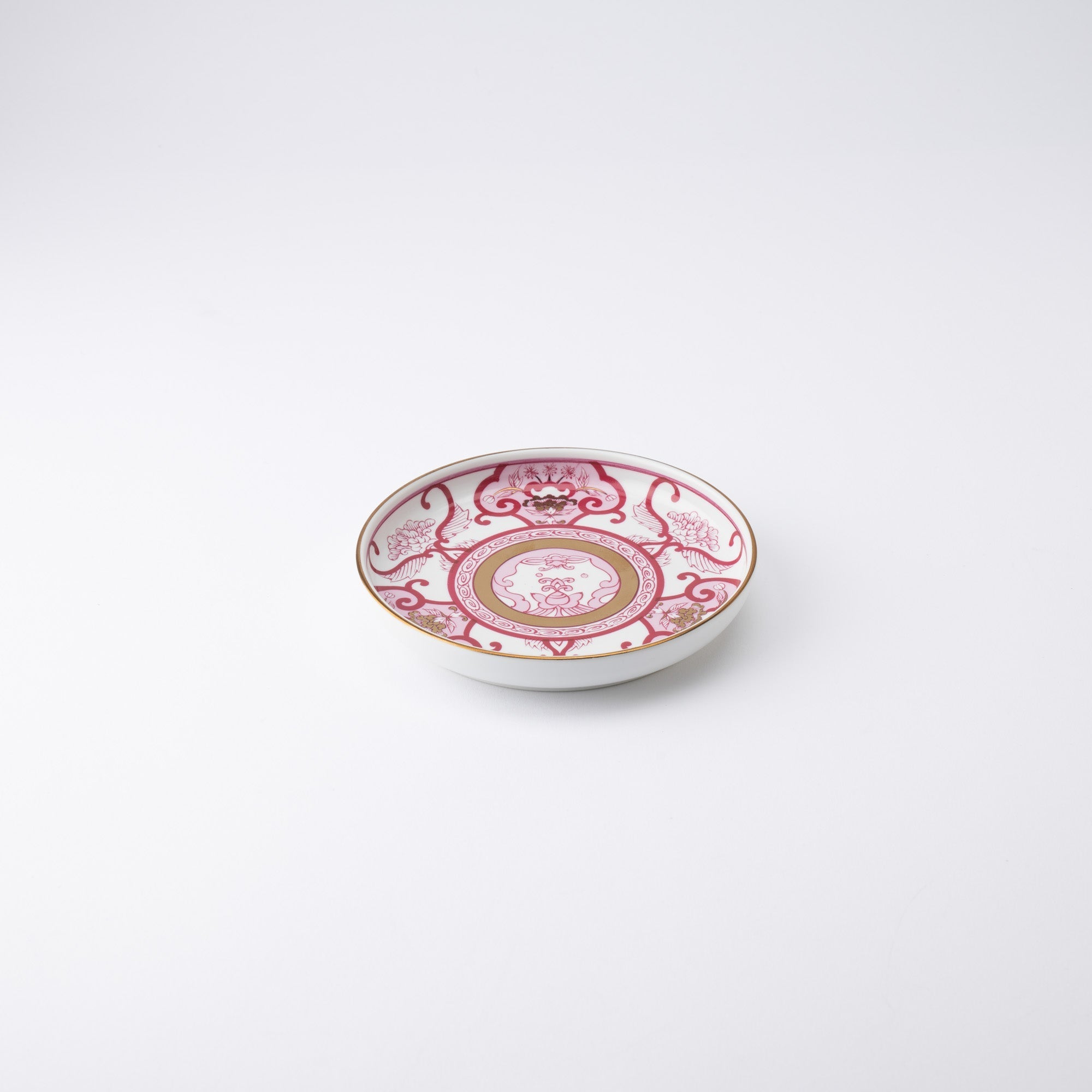 Arita Porcelain Lab Japan Autumn Burgundy Old Imari Floral Pattern Plate 5.3in - MUSUBI KILN - Quality Japanese Tableware and Gift