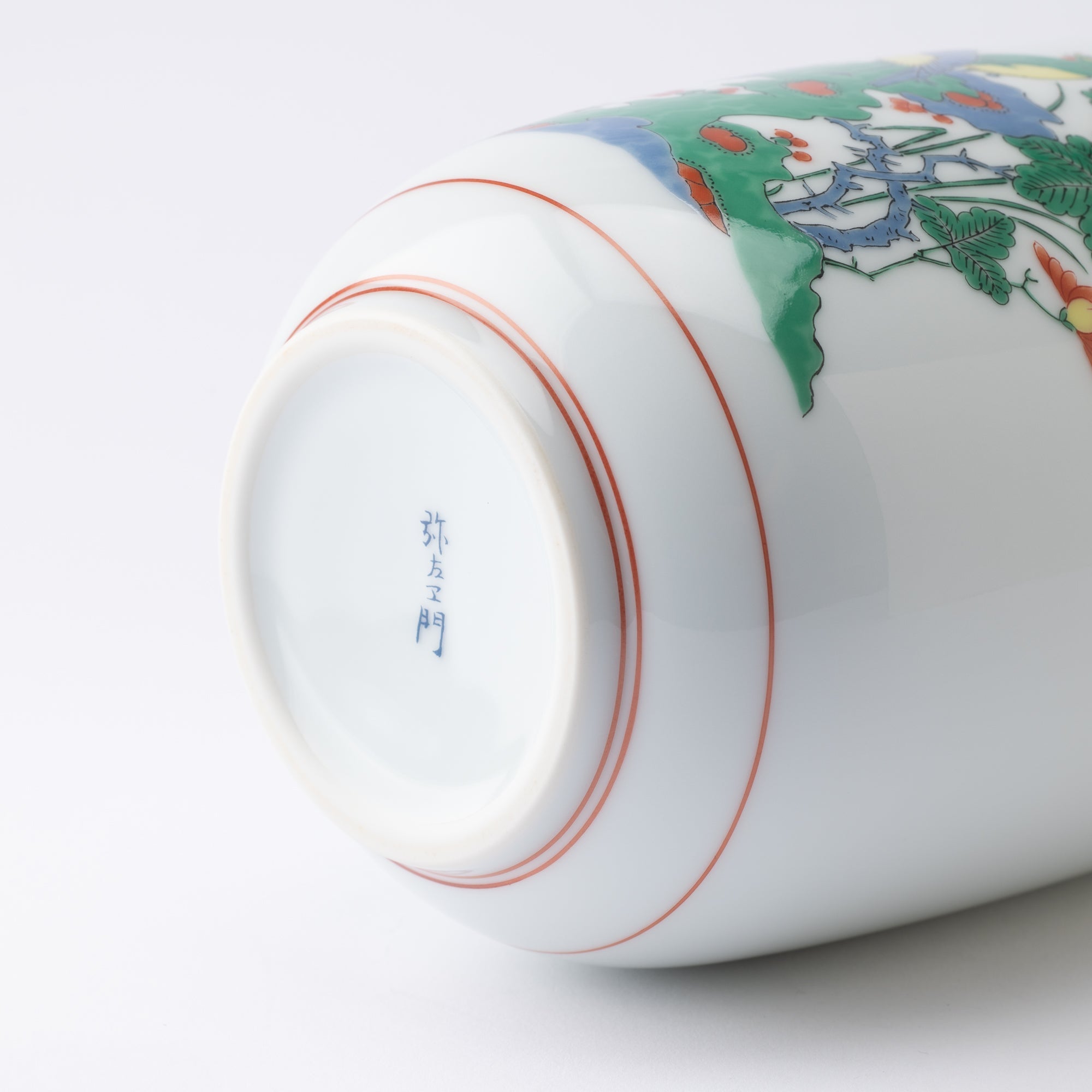 Arita Porcelain Lab Yazaemon Flower Bird Rock Chrysanthemum Flower Vase - MUSUBI KILN - Quality Japanese Tableware and Gift