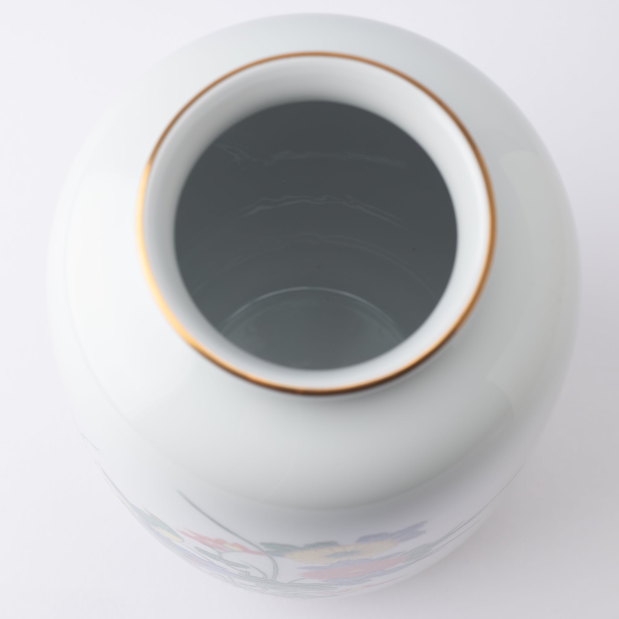 Arita Porcelain Lab Yazaemon Flower Bird Rock Chrysanthemum Flower Vase - MUSUBI KILN - Quality Japanese Tableware and Gift