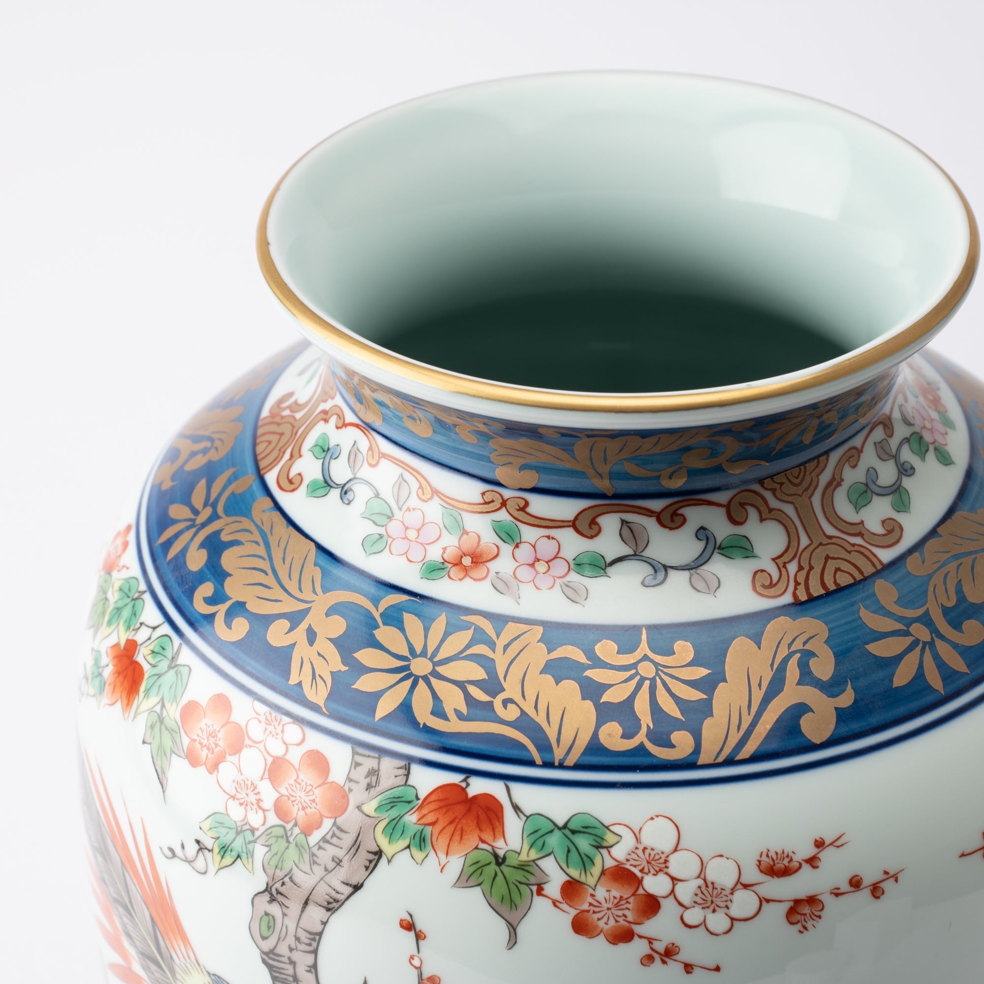 Arita Porcelain Lab Yazaemon "Somenishiki" Rock Flower Bird Flower Vase - MUSUBI KILN - Quality Japanese Tableware and Gift