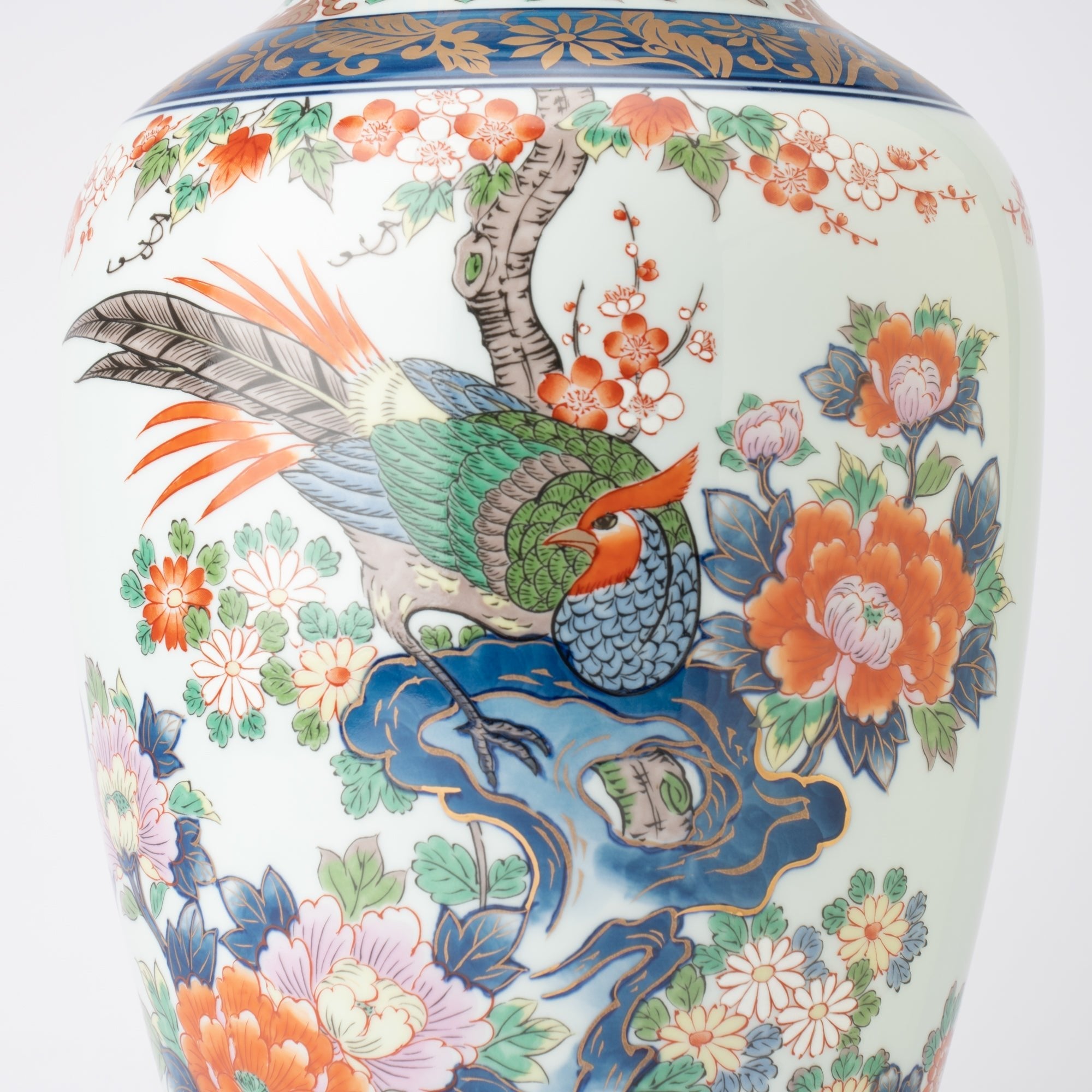 Arita Porcelain Lab Yazaemon "Somenishiki" Rock Flower Bird Flower Vase - MUSUBI KILN - Quality Japanese Tableware and Gift