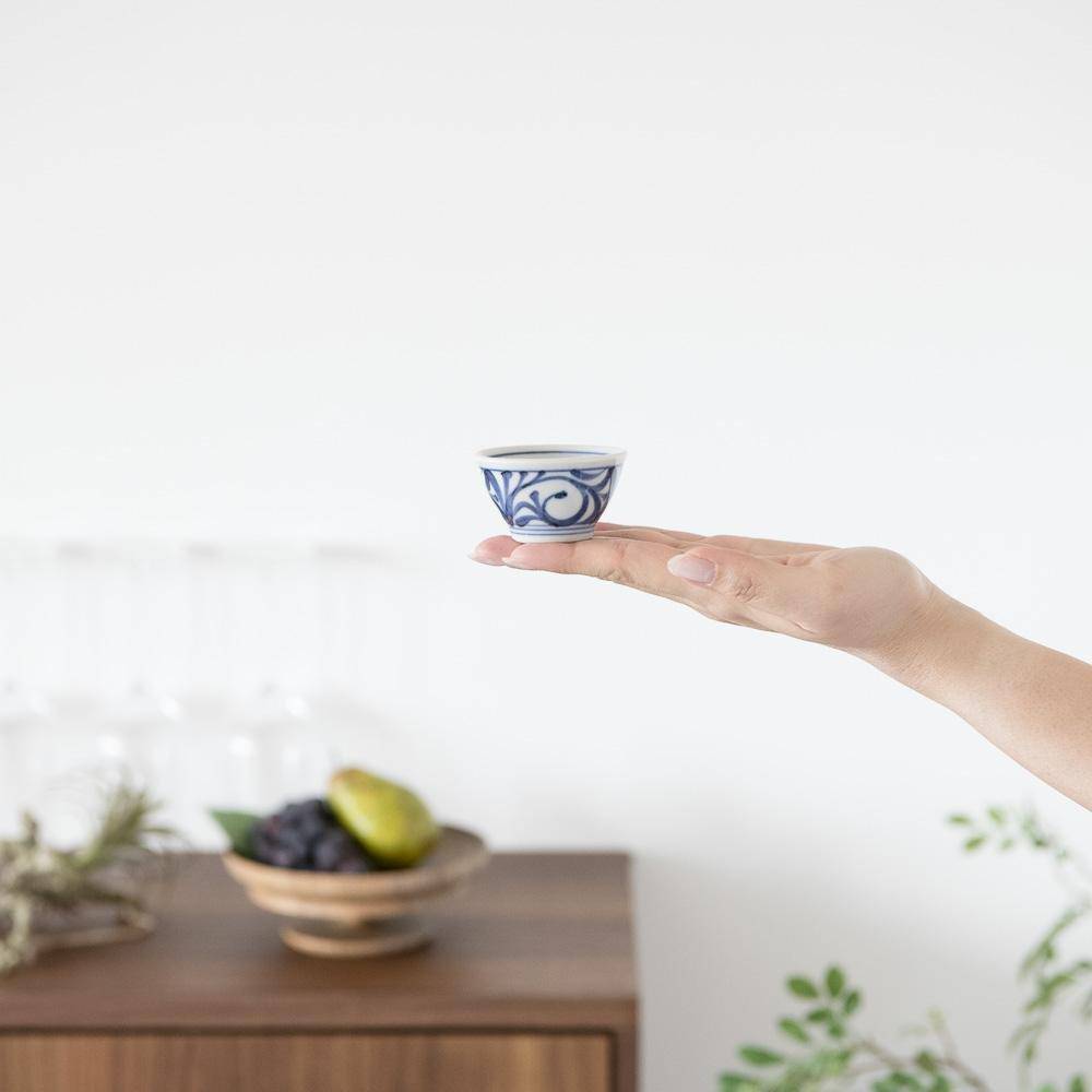 Baizan Kiln GOSU Arabesque Tobe Ochoko Sake Cup - MUSUBI KILN - Quality Japanese Tableware and Gift