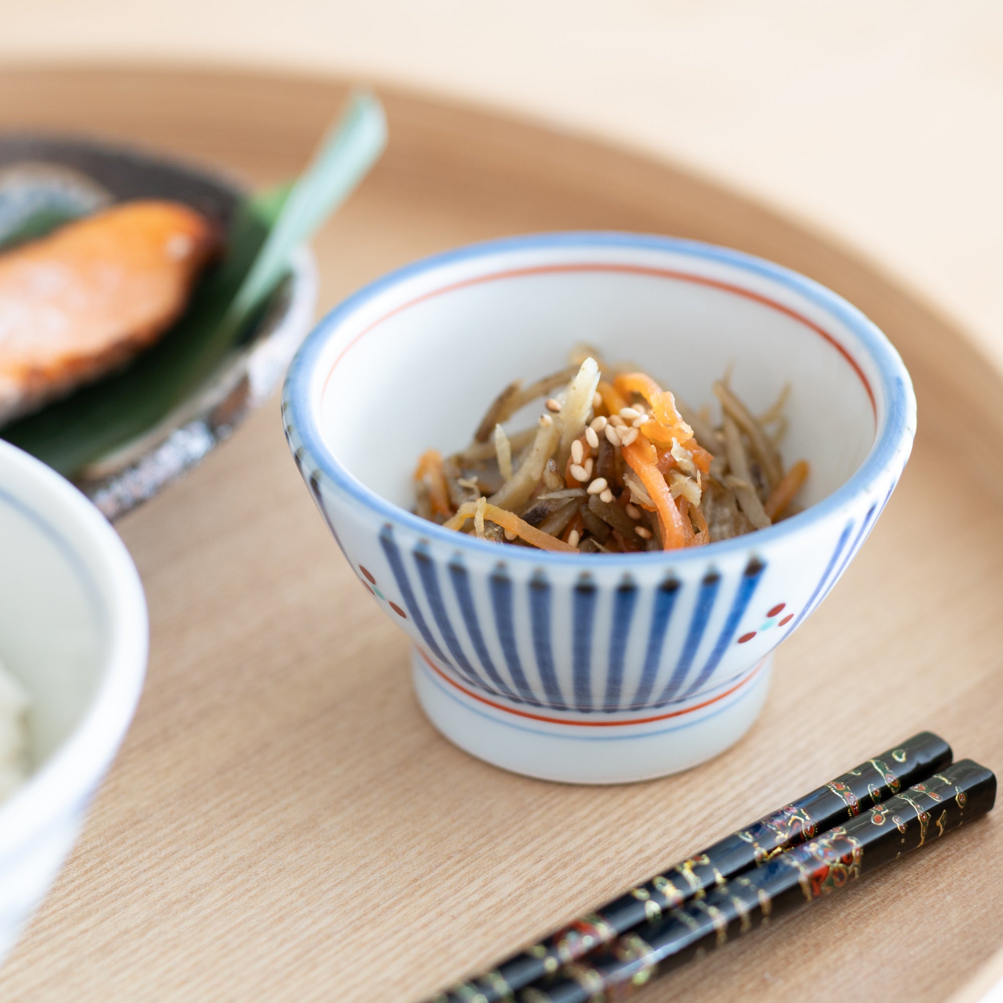 Baizan Kiln Kurawanka Stripe Tobe Kobachi Bowl - MUSUBI KILN - Quality Japanese Tableware and Gift