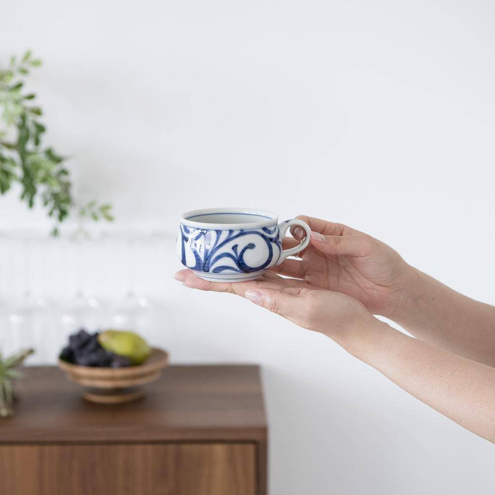Baizan Kiln Small Arabesque Tobe Soup Cup - MUSUBI KILN - Quality Japanese Tableware and Gift