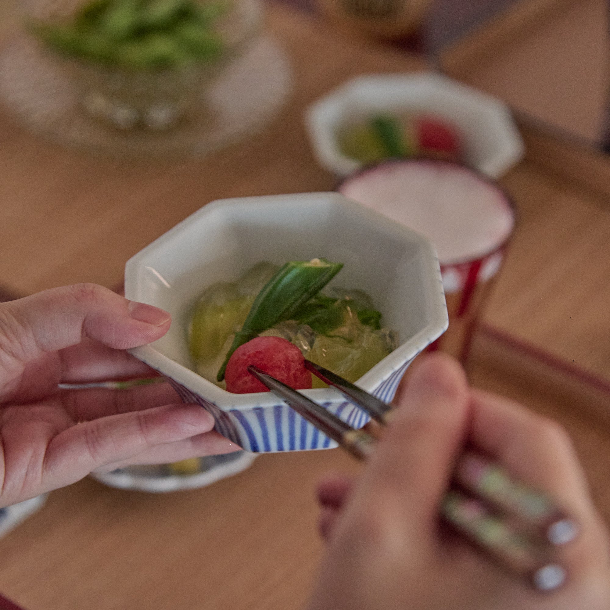 Baizan Kiln TOKUSA Octagon Tobe Kobachi Bowl - MUSUBI KILN - Quality Japanese Tableware and Gift