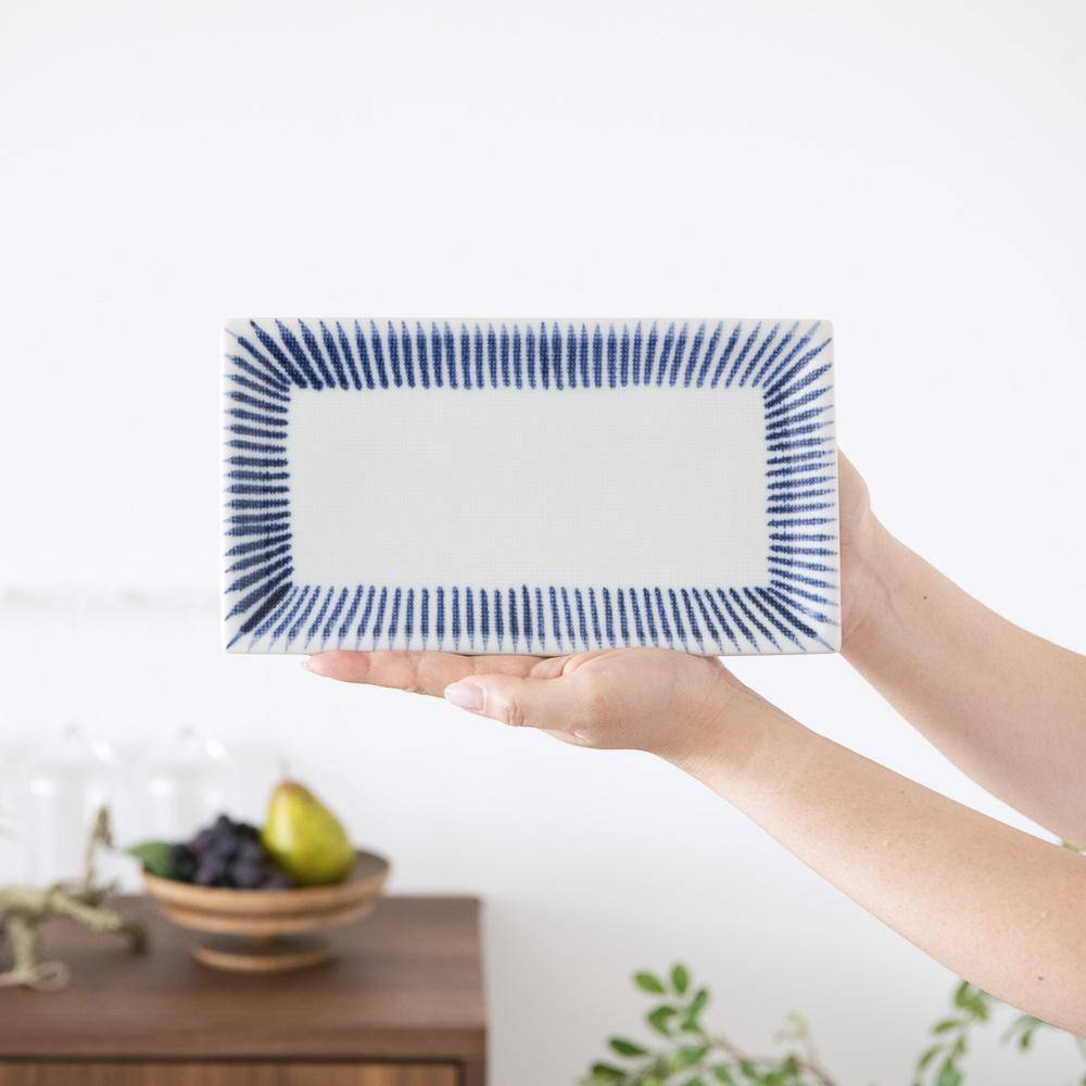 Baizan Kiln TOKUSA Tobe Rectangle Plate 10in - MUSUBI KILN - Quality Japanese Tableware and Gift