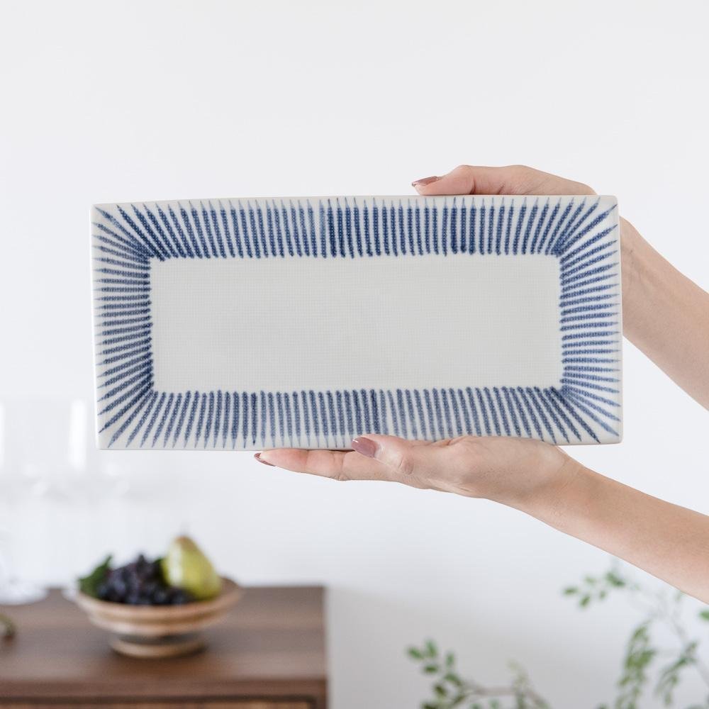 Baizan Kiln TOKUSA Tobe Rectangle Plate 12in - MUSUBI KILN - Quality Japanese Tableware and Gift