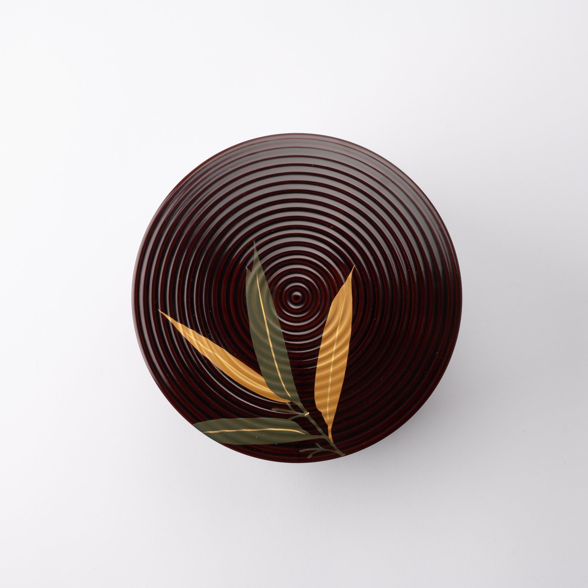 Bamboo Grass Maki - e Yamanaka Lacquerware Two Tiers Round Jubako Bento Box - MUSUBI KILN - Quality Japanese Tableware and Gift