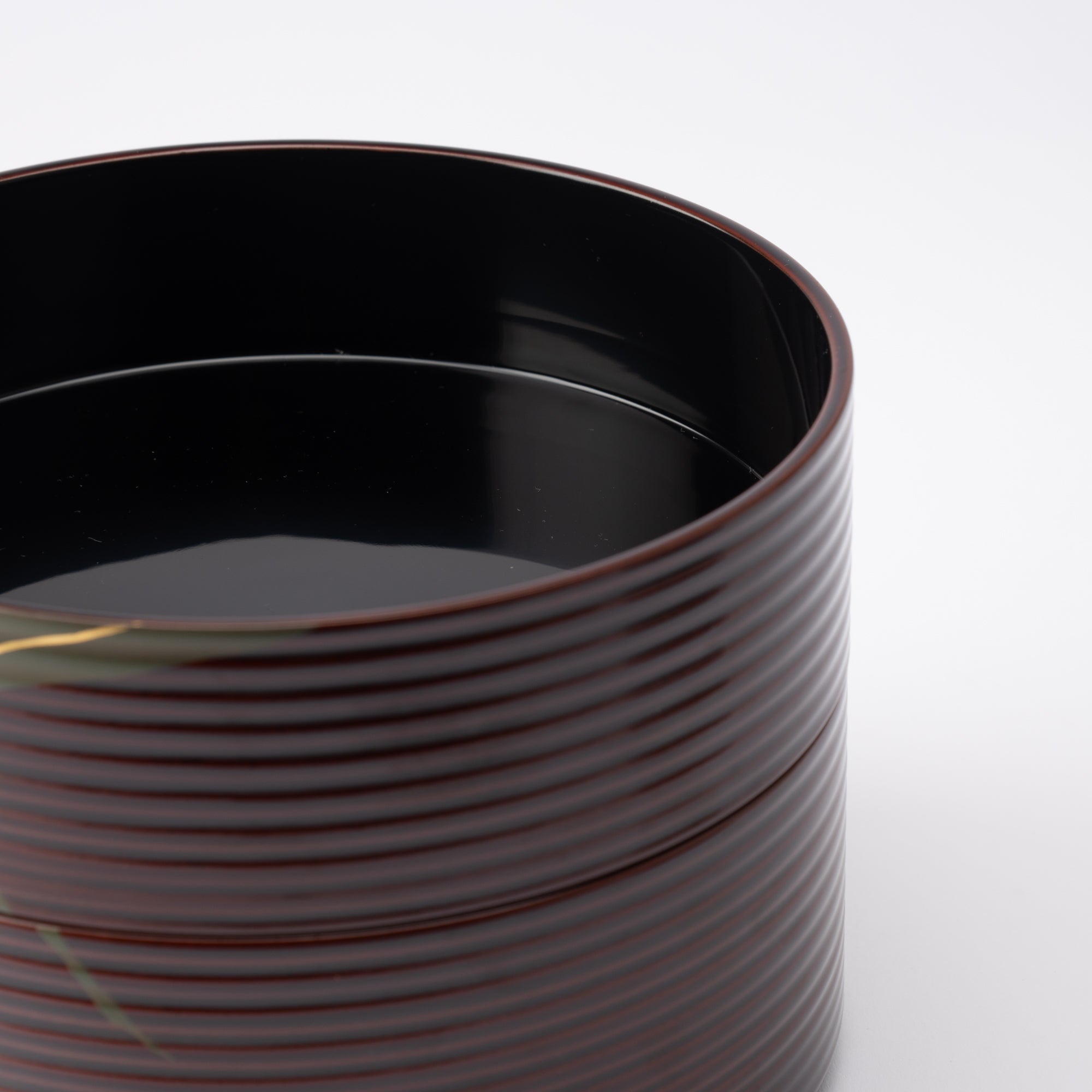 Bamboo Grass Maki - e Yamanaka Lacquerware Two Tiers Round Jubako Bento Box - MUSUBI KILN - Quality Japanese Tableware and Gift