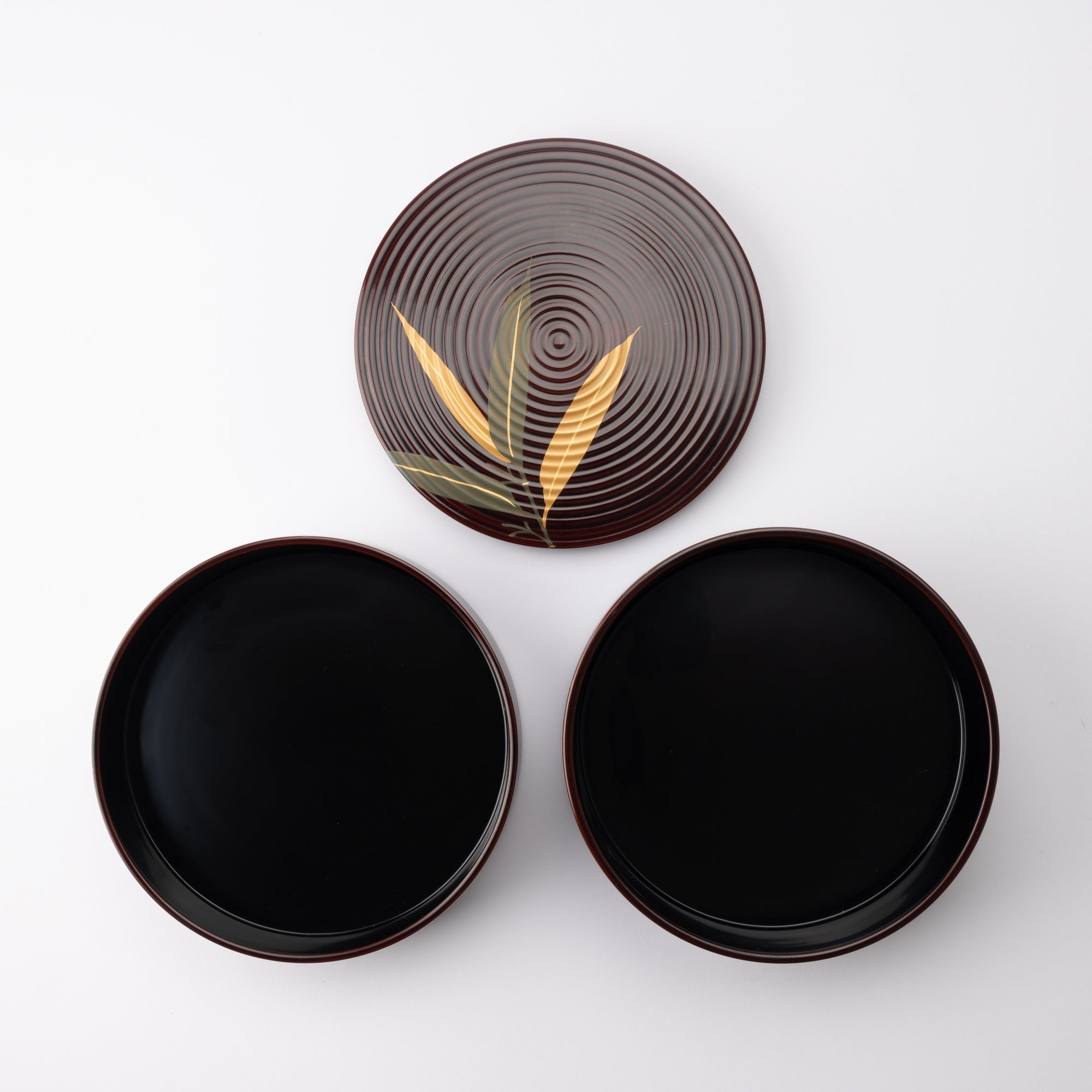 Bamboo Grass Maki - e Yamanaka Lacquerware Two Tiers Round Jubako Bento Box - MUSUBI KILN - Quality Japanese Tableware and Gift