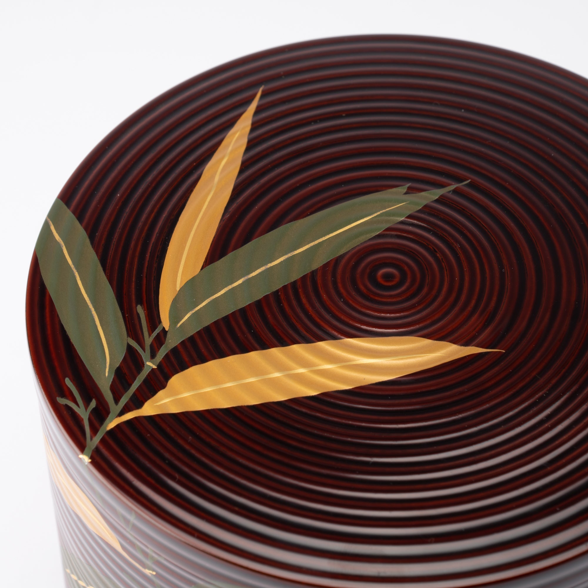 Bamboo Grass Maki - e Yamanaka Lacquerware Two Tiers Round Jubako Bento Box - MUSUBI KILN - Quality Japanese Tableware and Gift