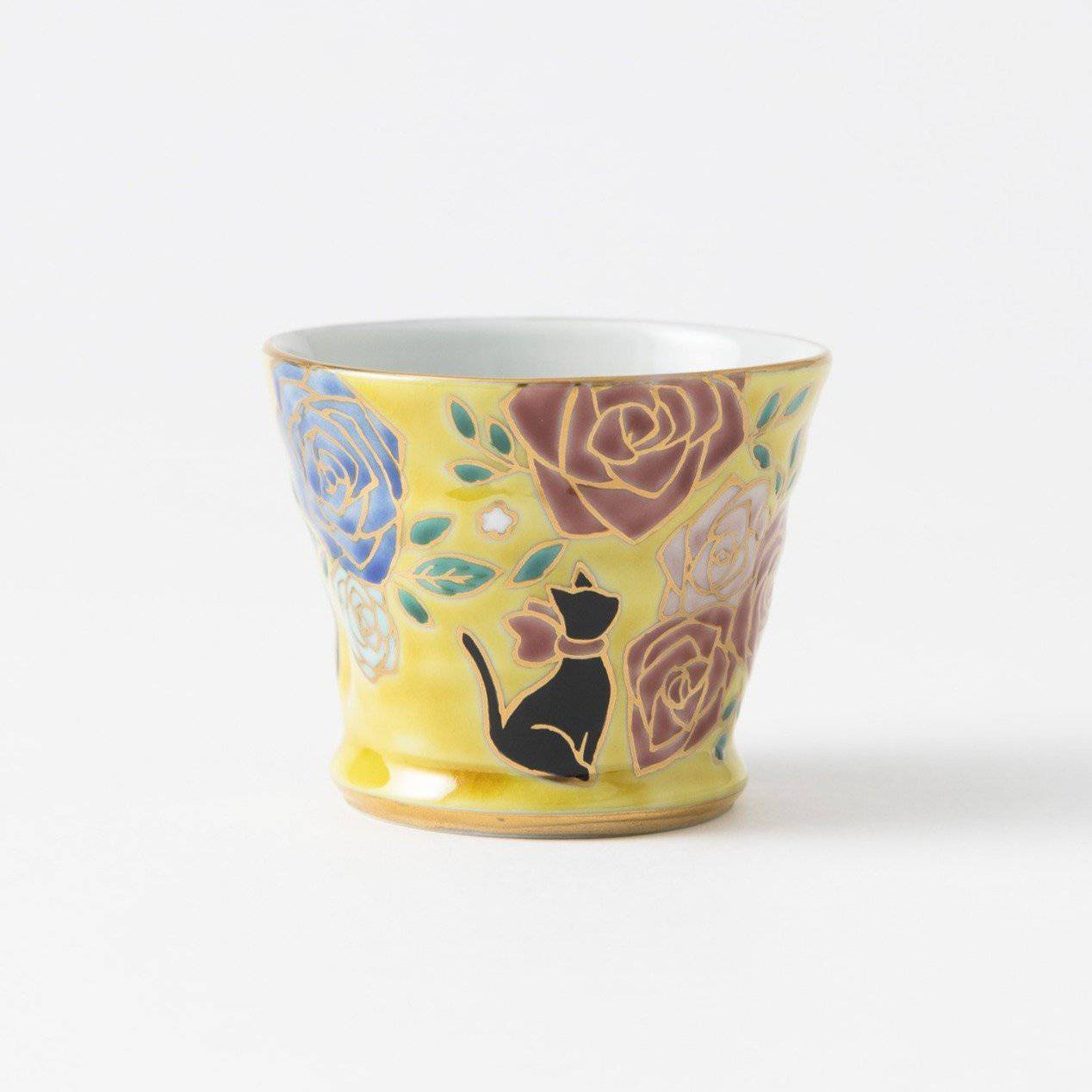 Bizan Kiln Black Cat Kutani Teacup - MUSUBI KILN - Quality Japanese Tableware and Gift