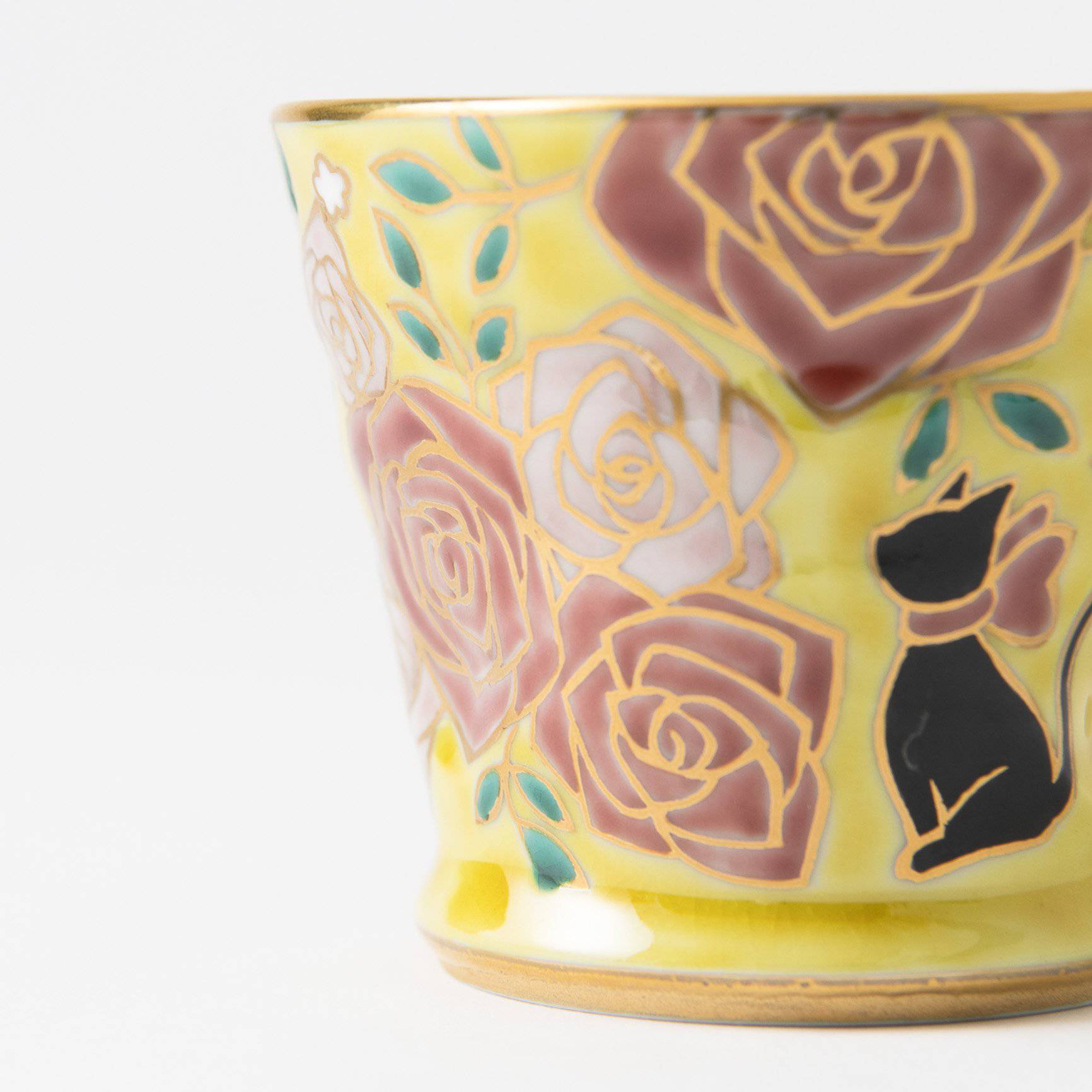Bizan Kiln Black Cat Kutani Teacup - MUSUBI KILN - Quality Japanese Tableware and Gift