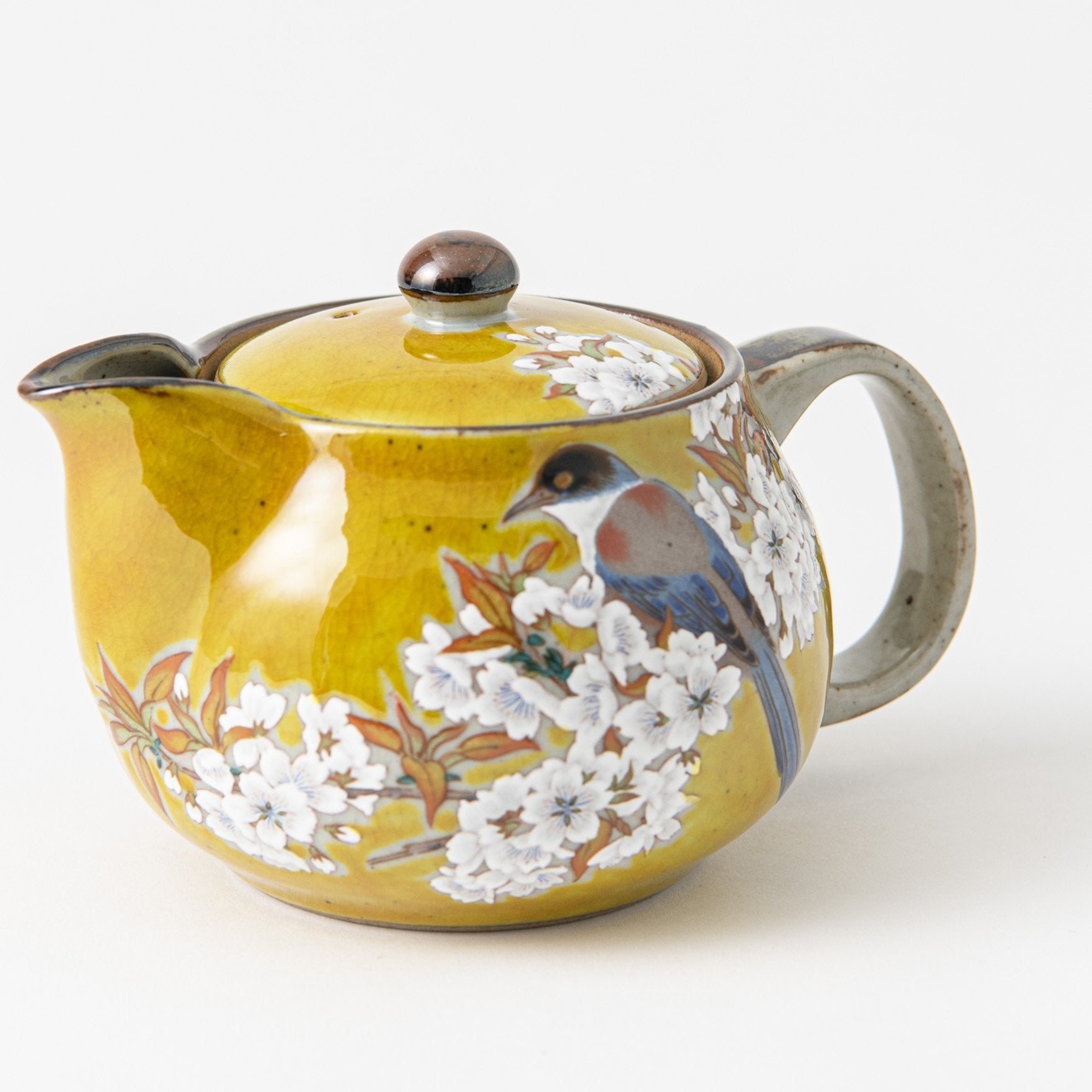 Bizan Kiln Yoshidaya Sakura and Bird Kutani Teapot 12.2oz(360ml) - MUSUBI KILN - Quality Japanese Tableware and Gift