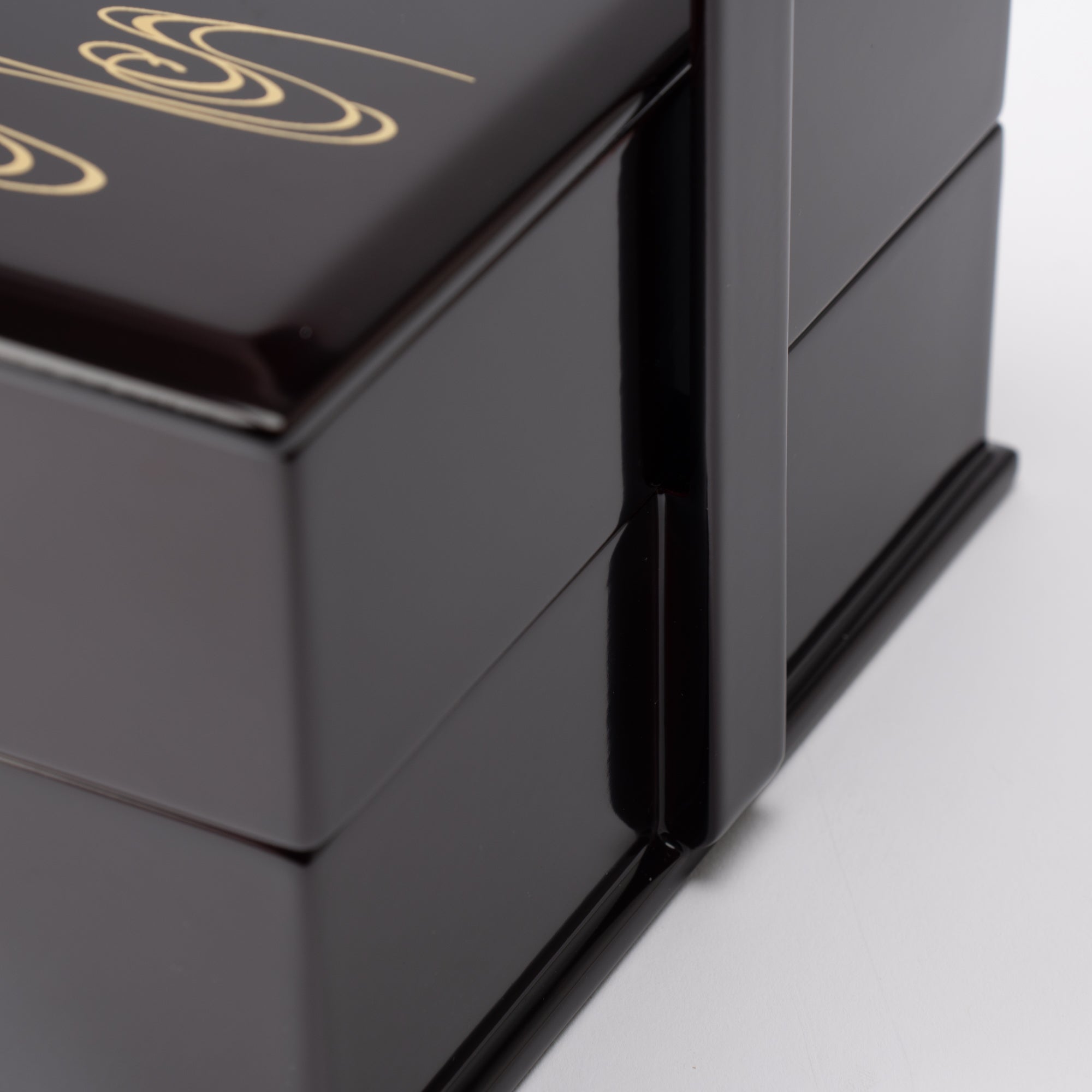 Black Running Water Echizen Lacquerware Two Tiers Jubako Bento Box with Handle - MUSUBI KILN - Quality Japanese Tableware and Gift