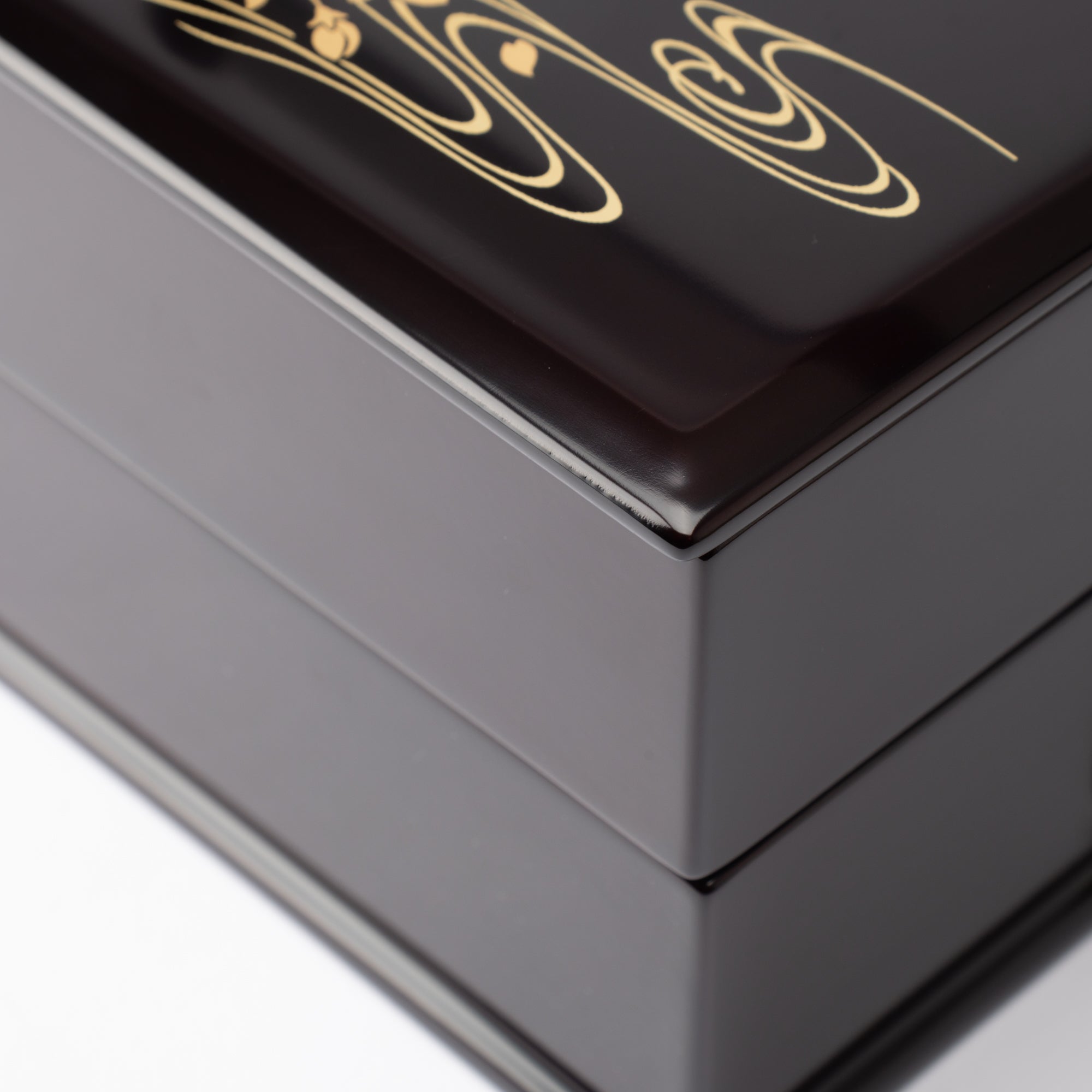 Black Running Water Echizen Lacquerware Two Tiers Jubako Bento Box with Handle - MUSUBI KILN - Quality Japanese Tableware and Gift