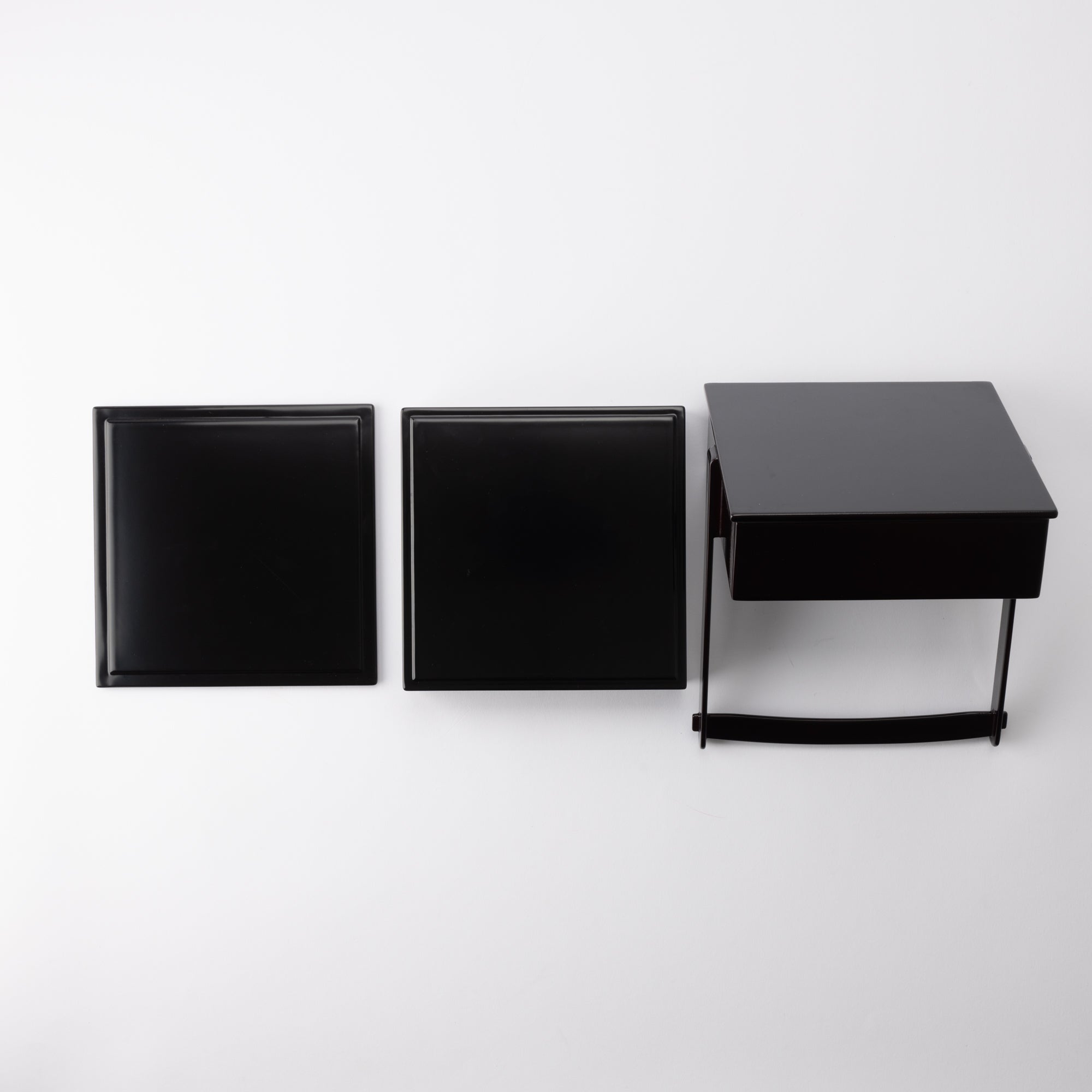 Black Running Water Echizen Lacquerware Two Tiers Jubako Bento Box with Handle - MUSUBI KILN - Quality Japanese Tableware and Gift