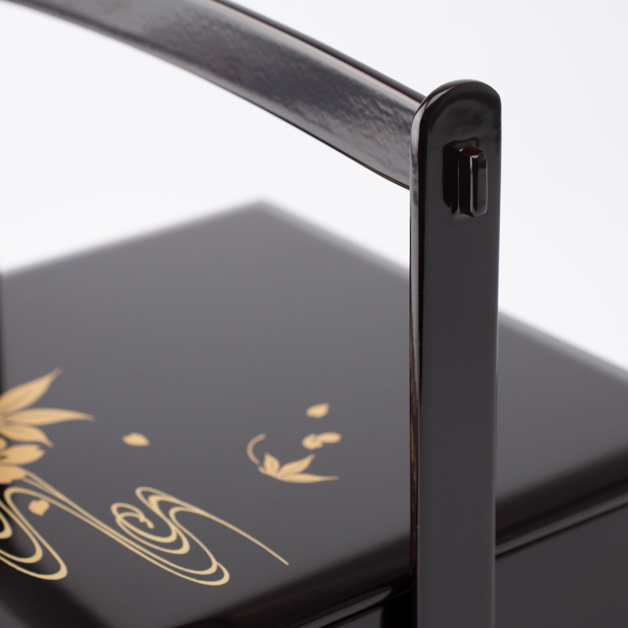 Black Running Water Echizen Lacquerware Two Tiers Jubako Bento Box with Handle - MUSUBI KILN - Quality Japanese Tableware and Gift