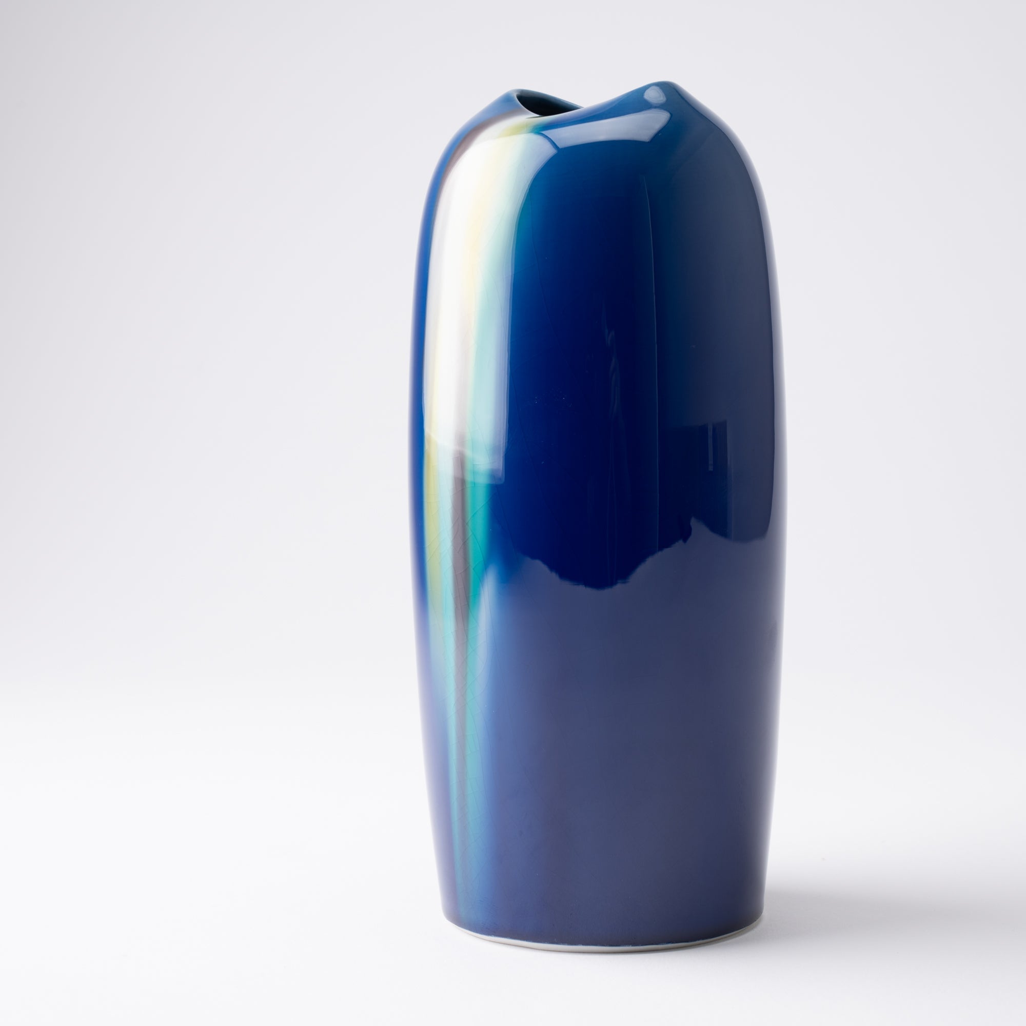 Blue Glaze Kutani Japanese Flower Vase 19cm(7.5in) - MUSUBI KILN - Quality Japanese Tableware and Gift