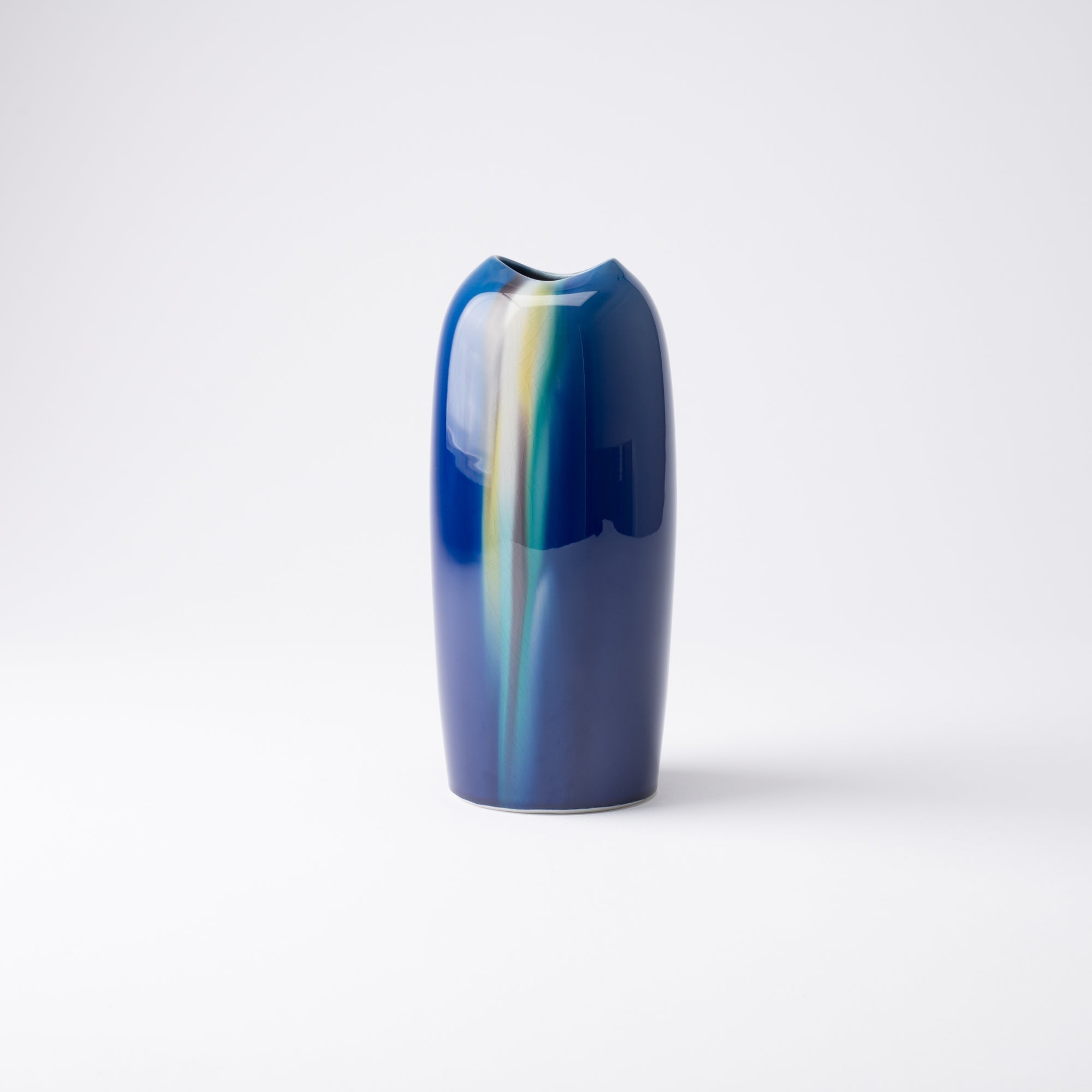 Blue Glaze Kutani Japanese Flower Vase 19cm(7.5in) - MUSUBI KILN - Quality Japanese Tableware and Gift