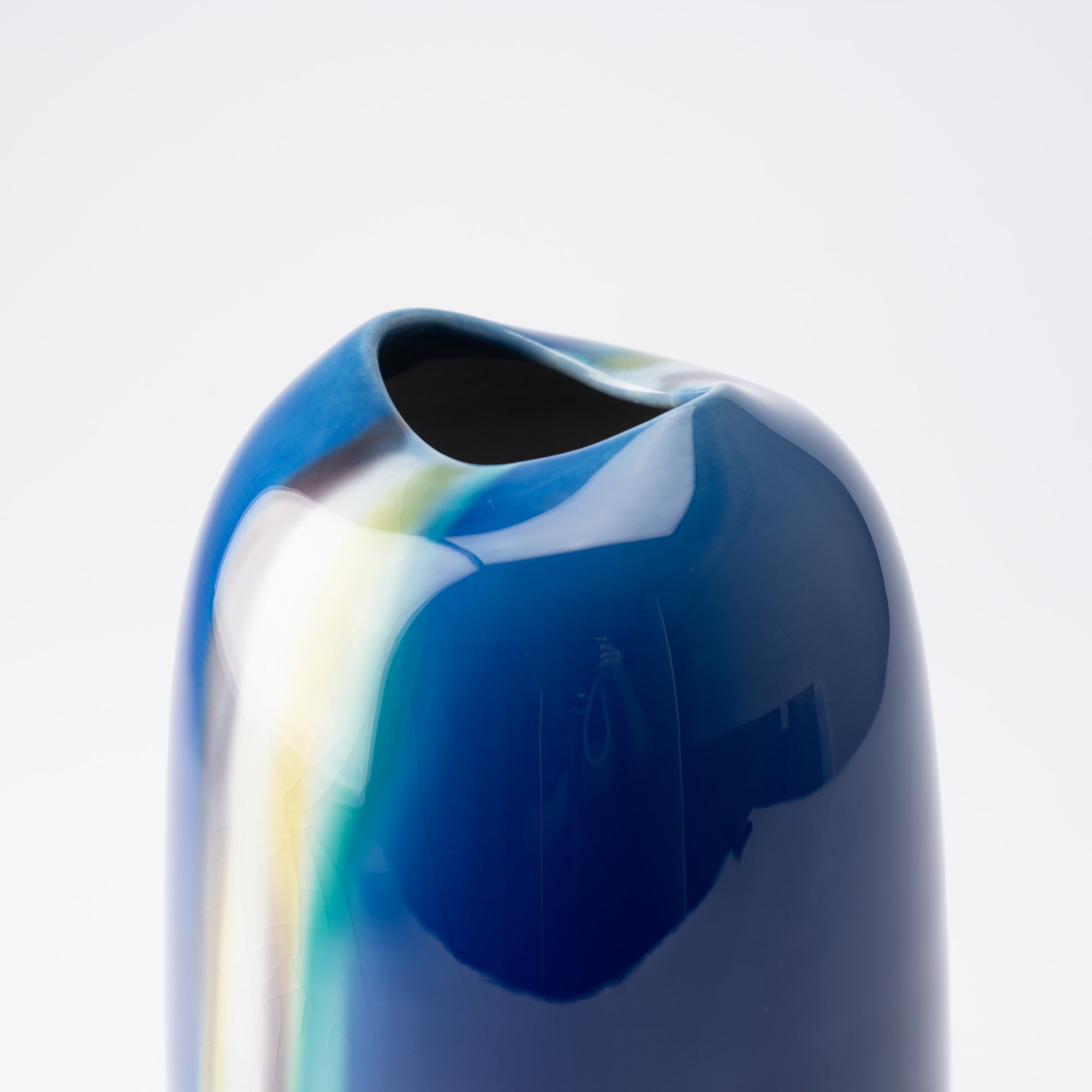 Blue Glaze Kutani Japanese Flower Vase 19cm(7.5in) - MUSUBI KILN - Quality Japanese Tableware and Gift