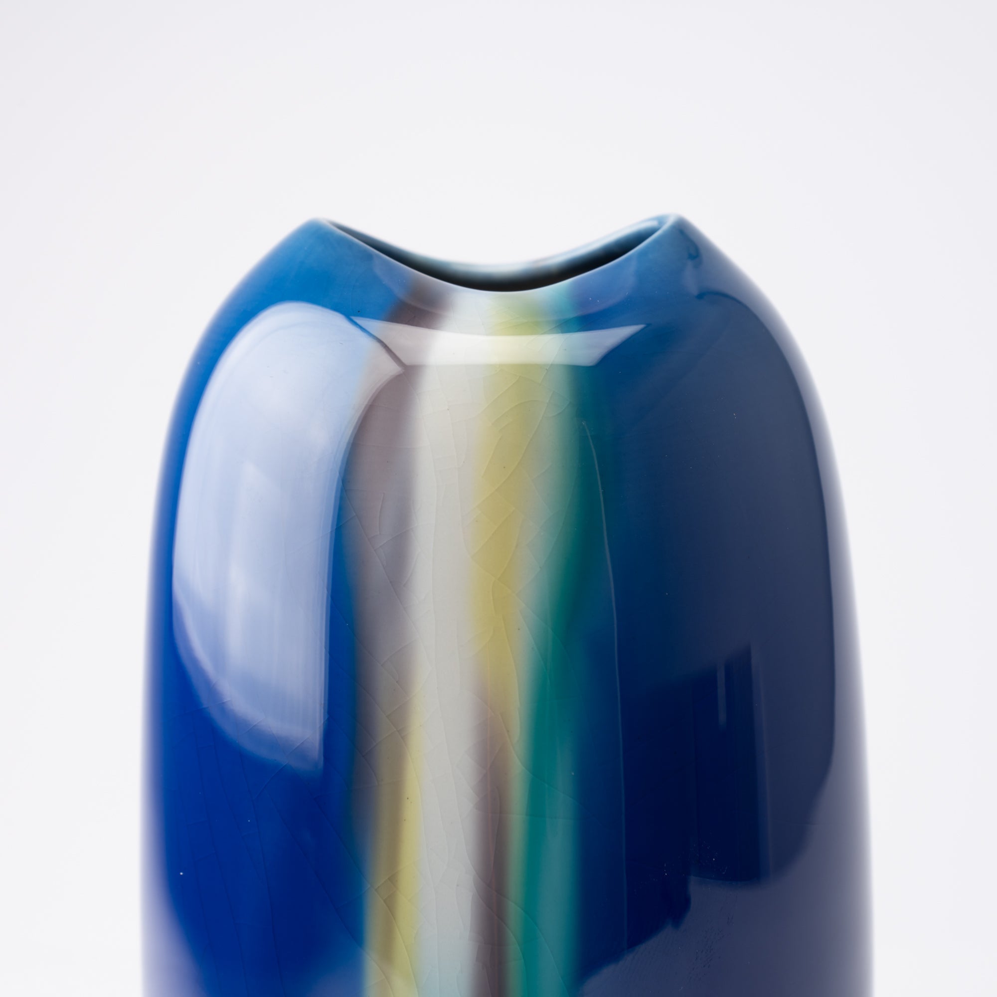 Blue Glaze Kutani Japanese Flower Vase 19cm(7.5in) - MUSUBI KILN - Quality Japanese Tableware and Gift