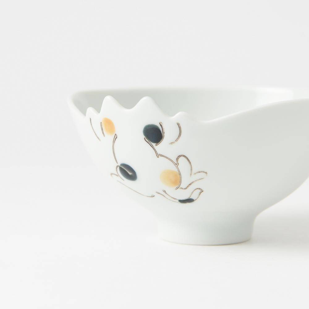 Cat Hasami Wave Japanese Rice Bowl S - MUSUBI KILN - Quality Japanese Tableware and Gift