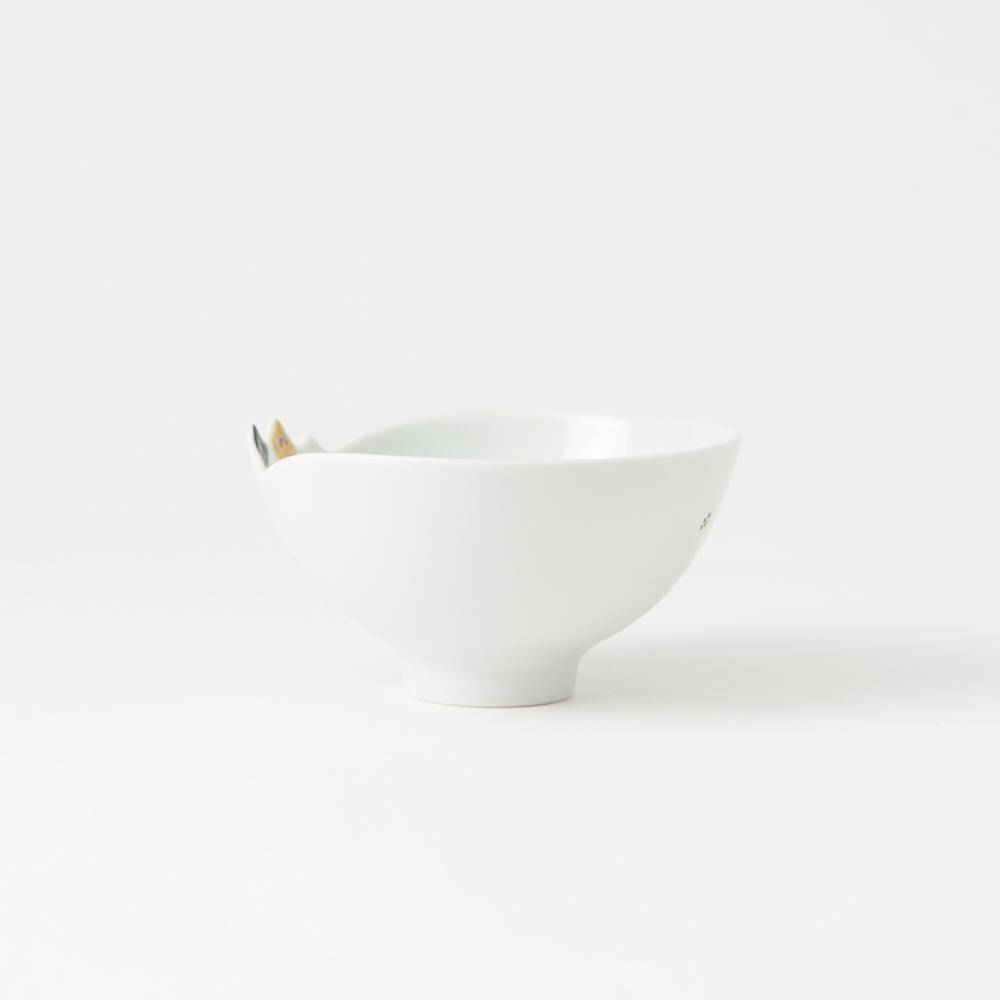 Cat Hasami Wave Japanese Rice Bowl S - MUSUBI KILN - Quality Japanese Tableware and Gift