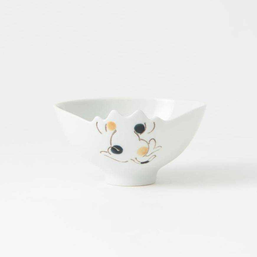 Cat Hasami Wave Japanese Rice Bowl S - MUSUBI KILN - Quality Japanese Tableware and Gift