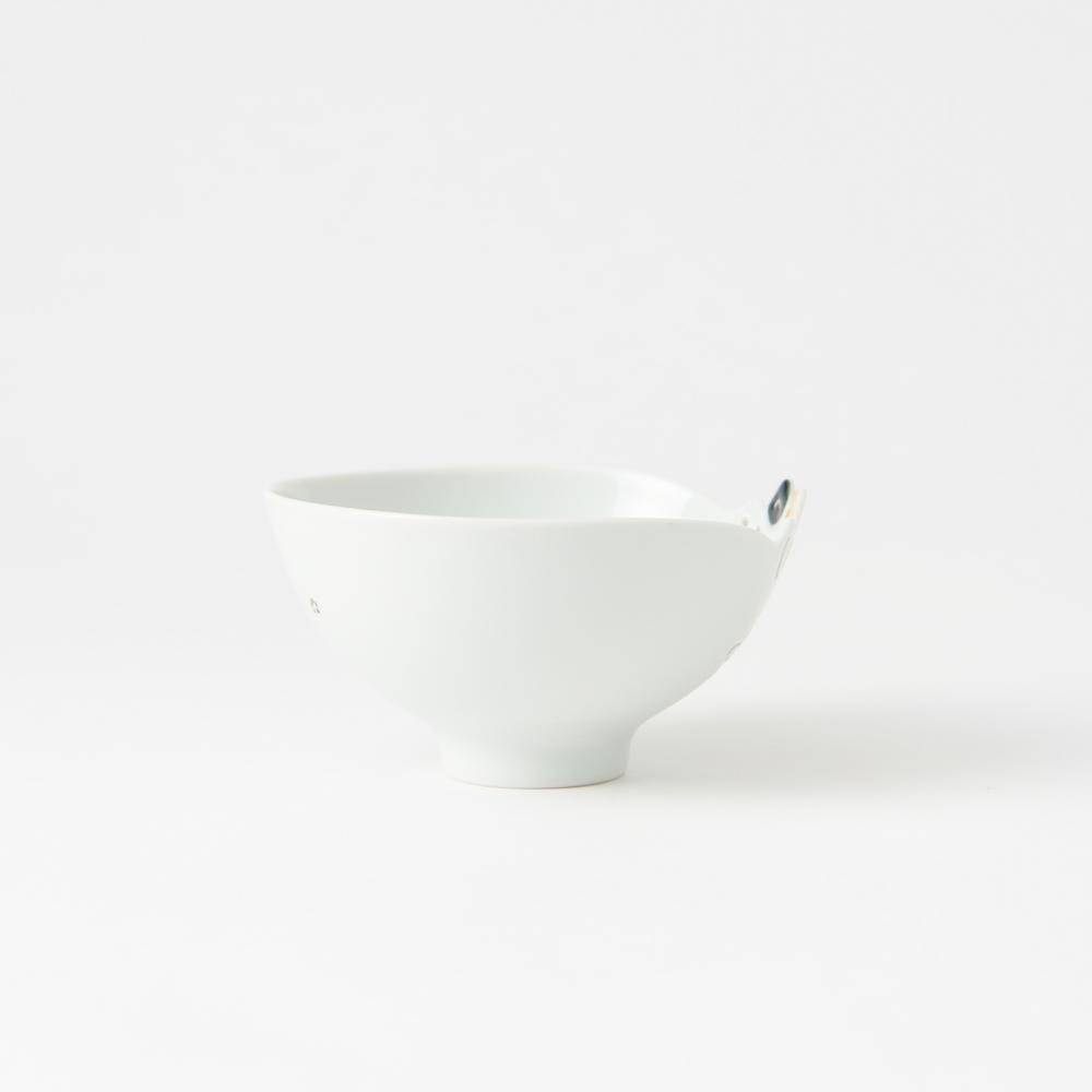 Cat Hasami Wave Japanese Rice Bowl S - MUSUBI KILN - Quality Japanese Tableware and Gift