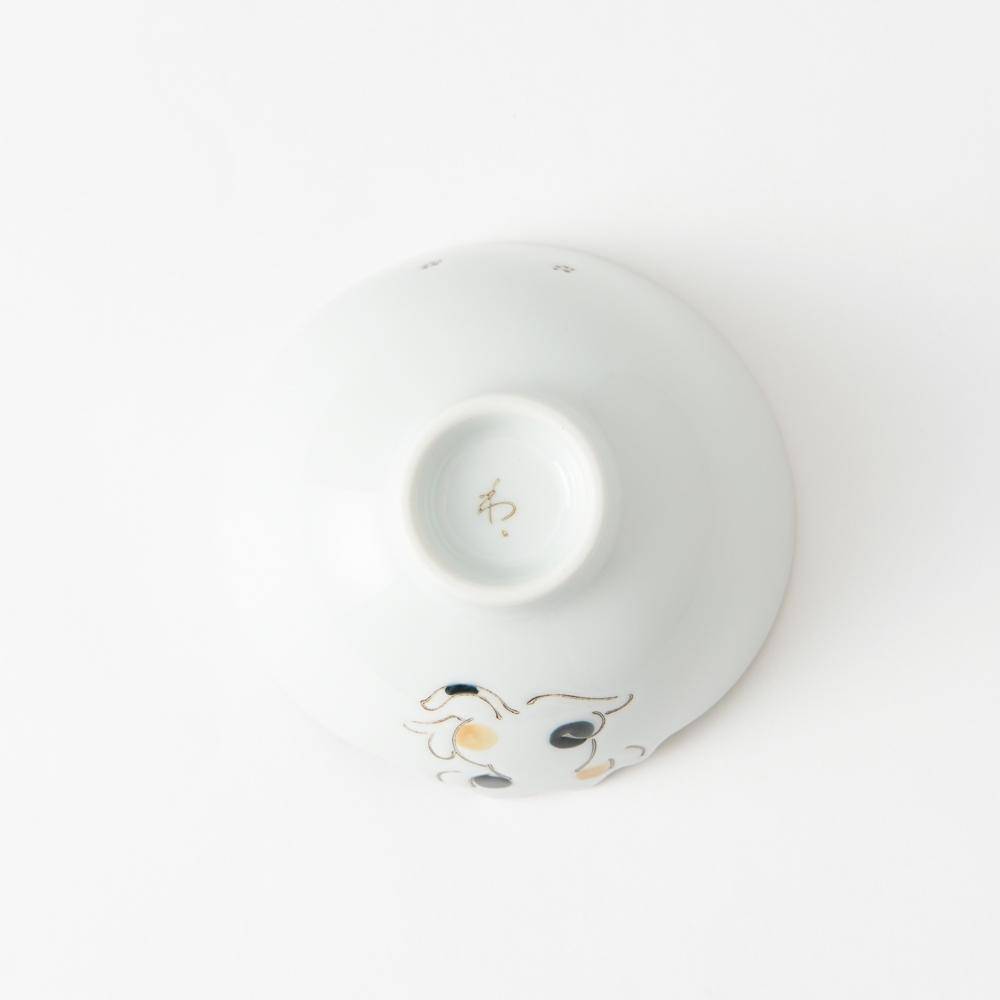 Cat Hasami Wave Japanese Rice Bowl S - MUSUBI KILN - Quality Japanese Tableware and Gift