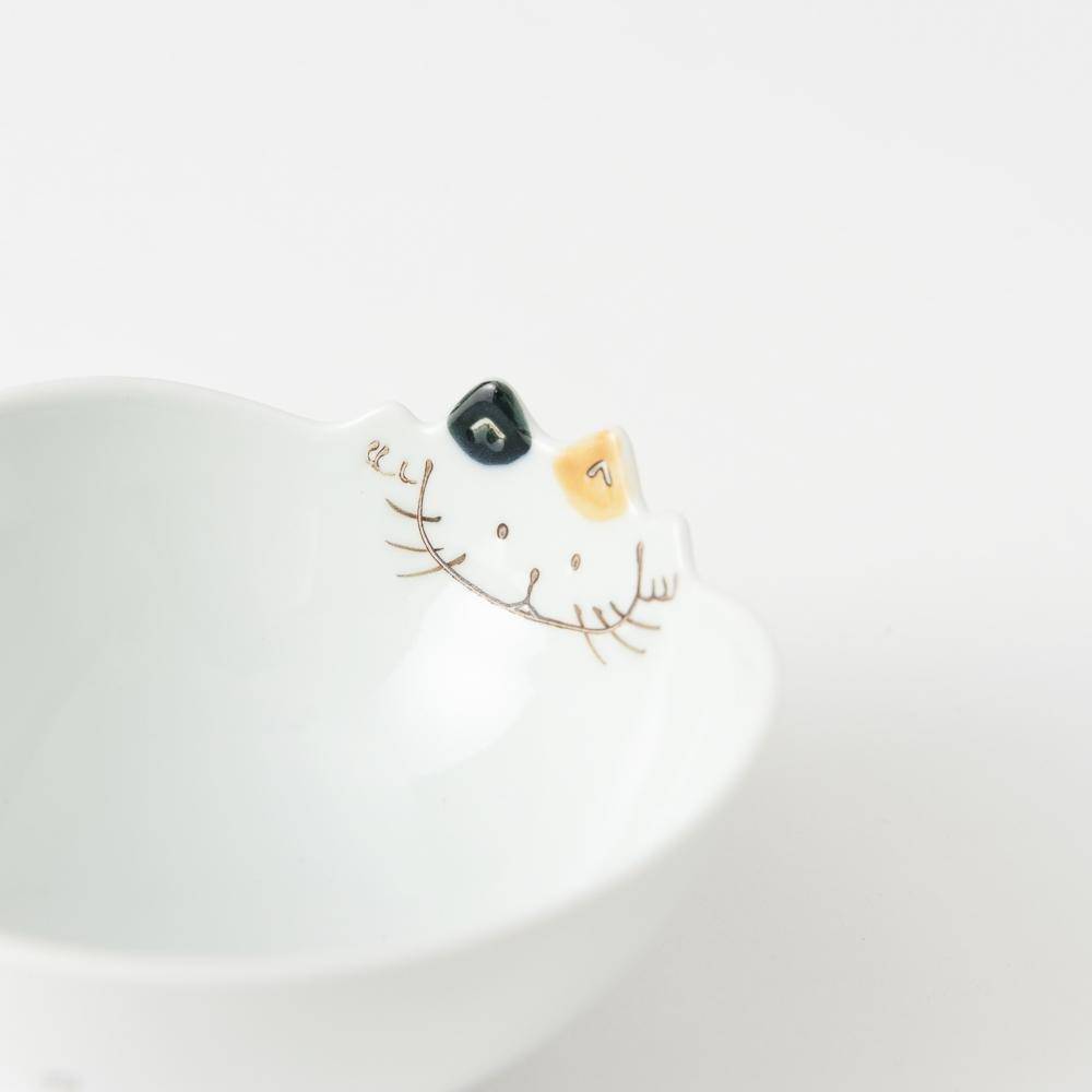 Cat Hasami Wave Japanese Rice Bowl S - MUSUBI KILN - Quality Japanese Tableware and Gift