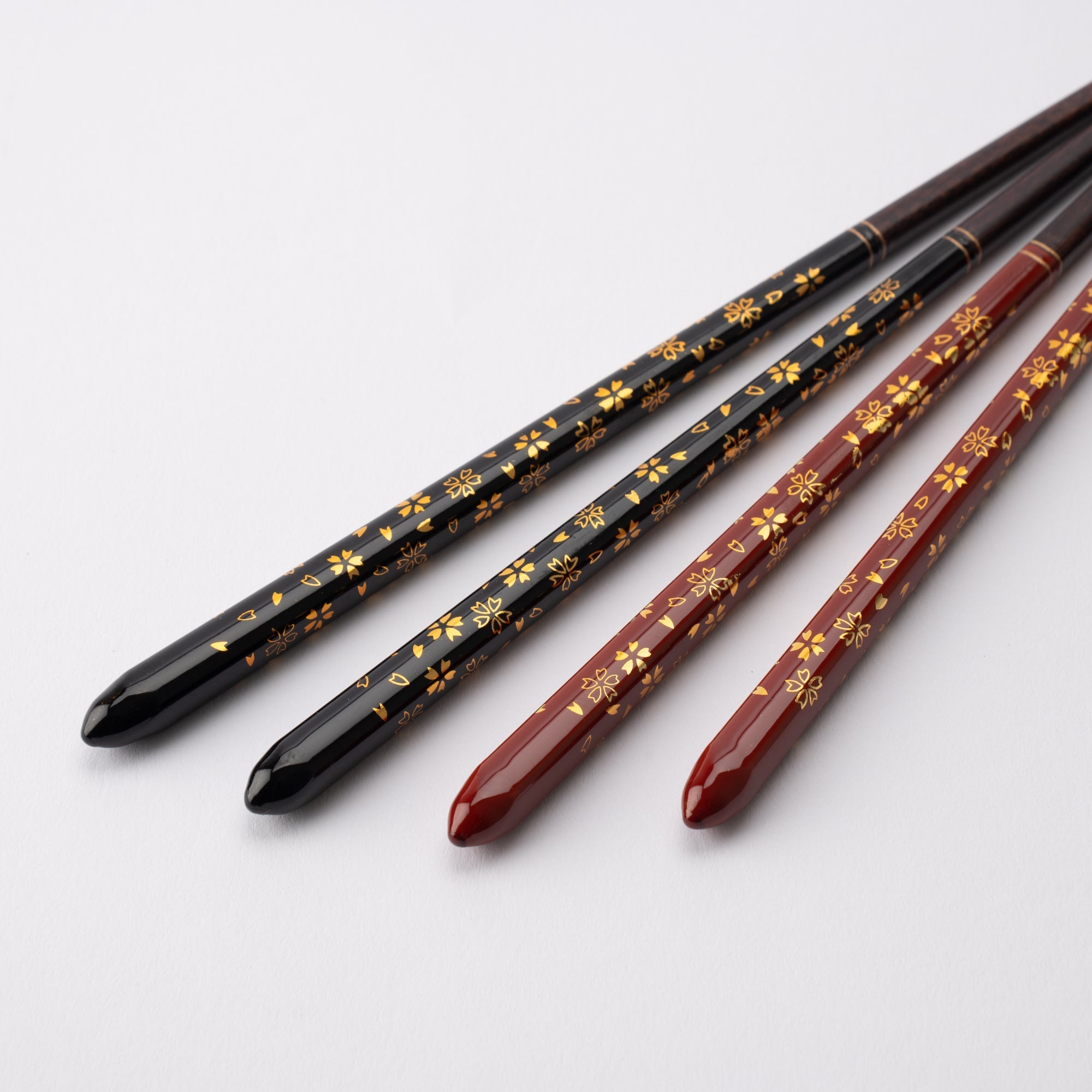 Cherry Blossoms Wakasa Lacquerware Chopsticks 23 cm (9 in) / 21 cm (8.3 in) and Chopstick Rests (Set of Two) - MUSUBI KILN - Quality Japanese Tableware and Gift
