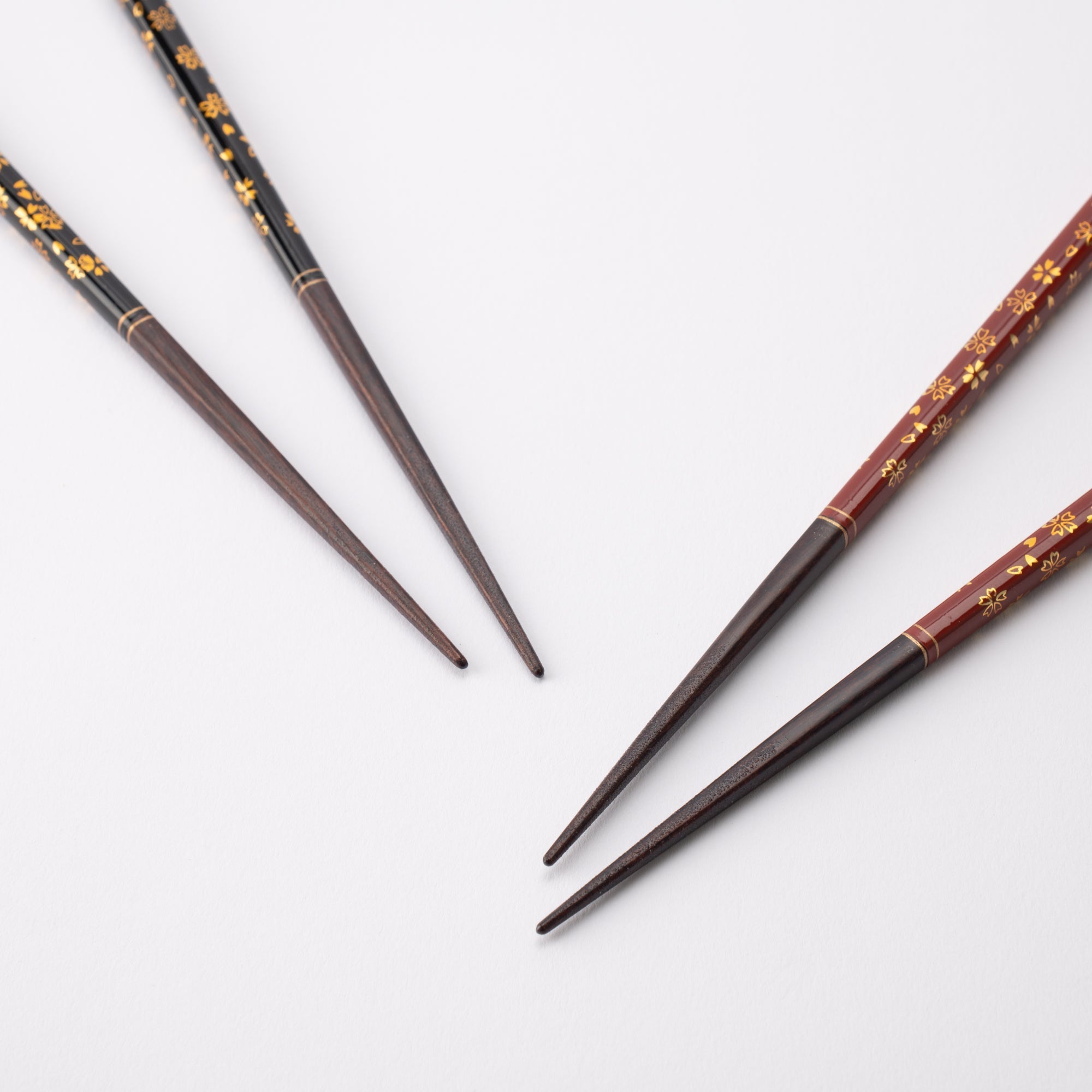 Cherry Blossoms Wakasa Lacquerware Chopsticks 23 cm (9 in) / 21 cm (8.3 in) and Chopstick Rests (Set of Two) - MUSUBI KILN - Quality Japanese Tableware and Gift