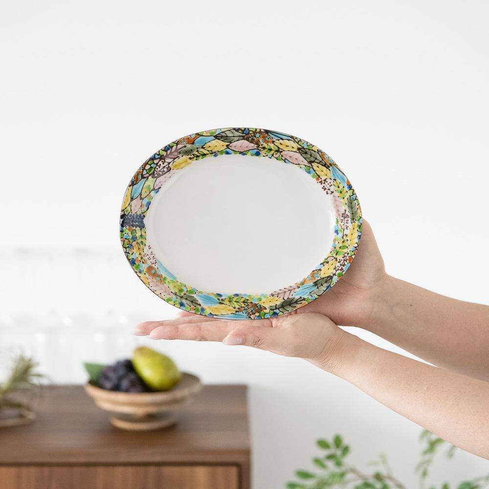 Chie Sakurai Hamorebi Kutani Oval Plate - MUSUBI KILN - Quality Japanese Tableware and Gift