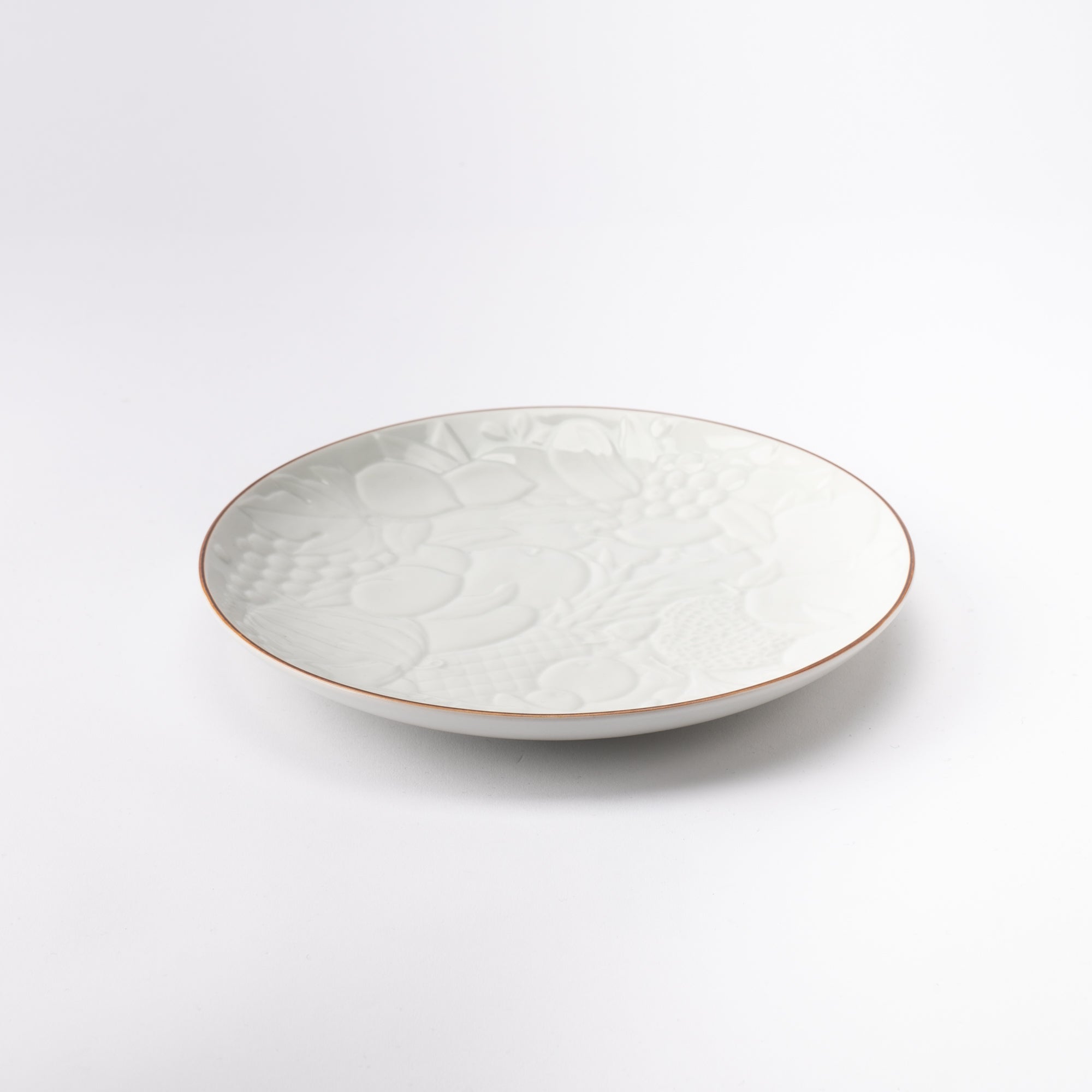 Choemon Fruits Relief Kutani Round Plate - MUSUBI KILN - Quality Japanese Tableware and Gift