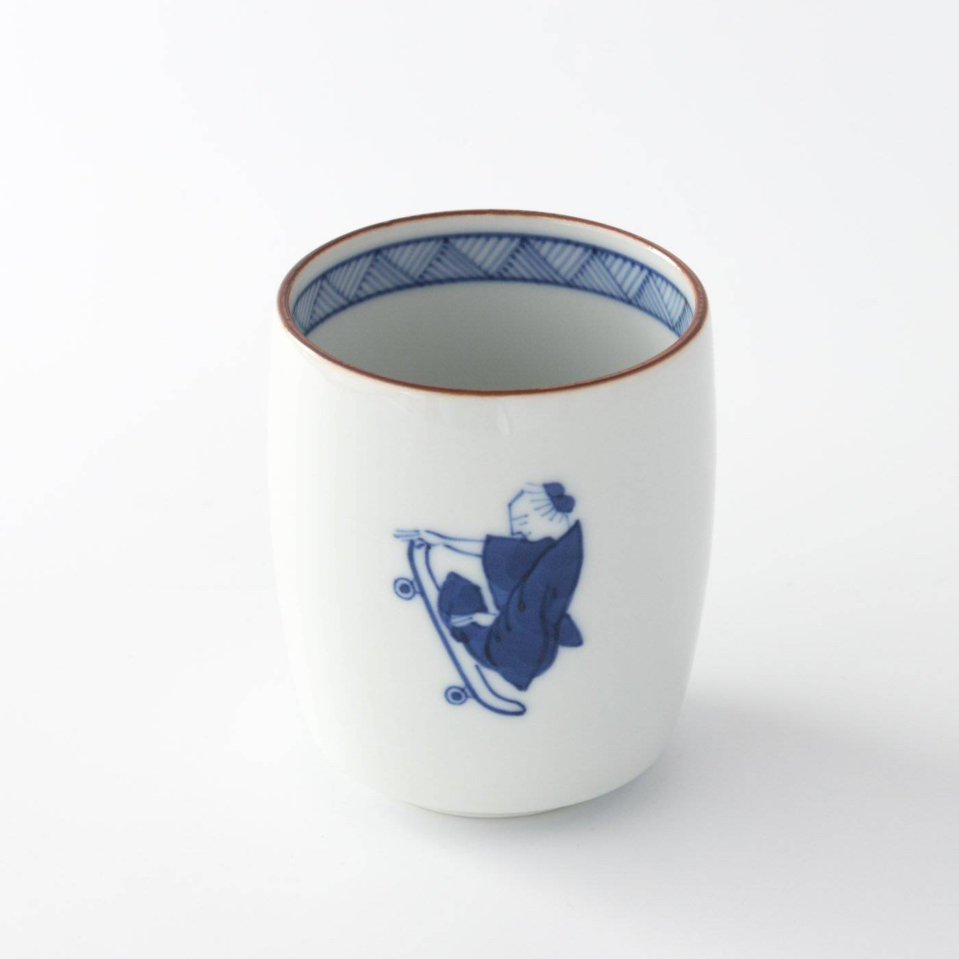 Choemon Skateboarding Kutani Yunomi Japanese Teacup - MUSUBI KILN - Quality Japanese Tableware and Gift