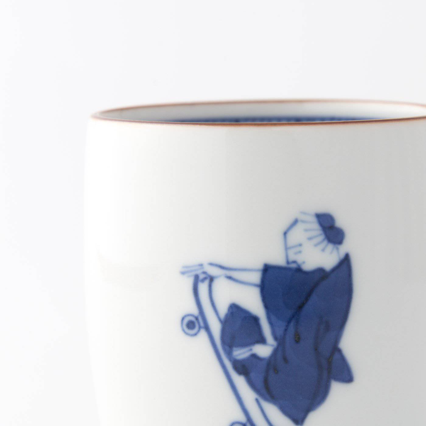 Choemon Skateboarding Kutani Yunomi Japanese Teacup - MUSUBI KILN - Quality Japanese Tableware and Gift