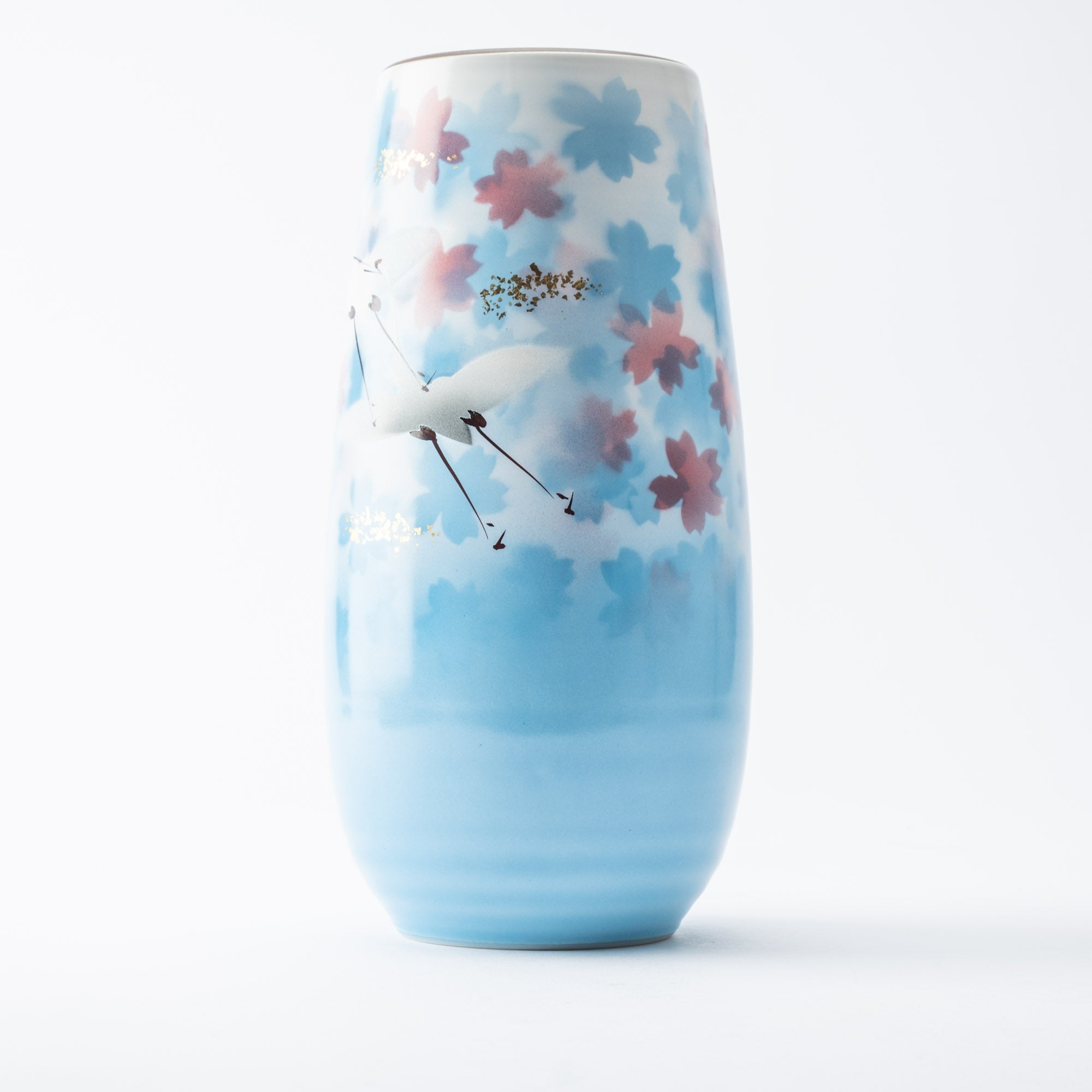 Dancing Crane Kutani Japanese Flower Vase - MUSUBI KILN - Quality Japanese Tableware and Gift