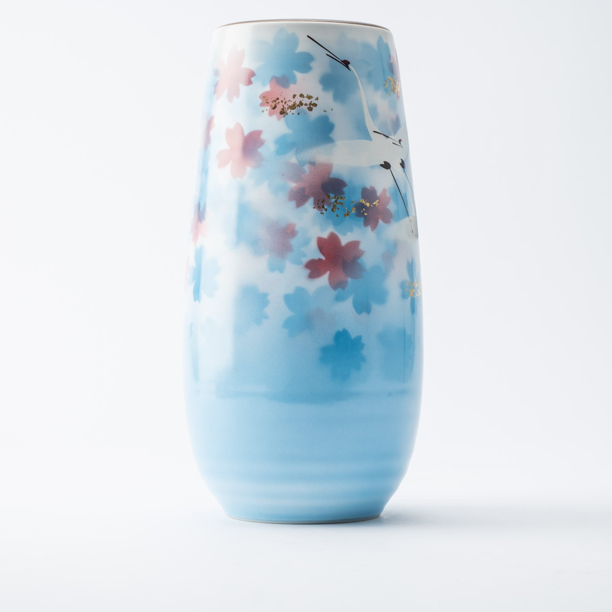 Dancing Crane Kutani Japanese Flower Vase - MUSUBI KILN - Quality Japanese Tableware and Gift