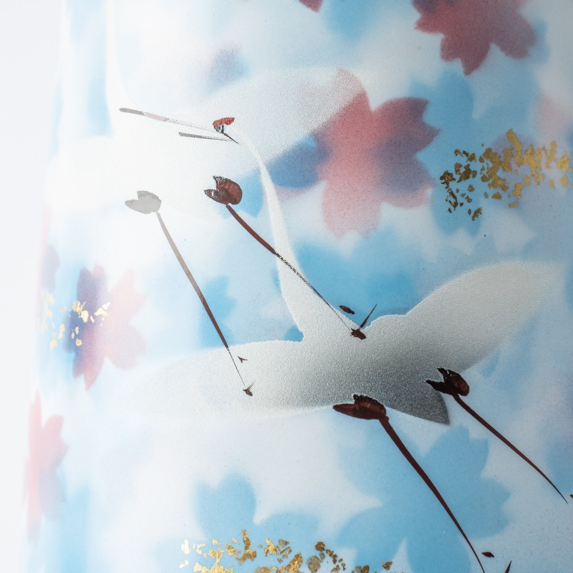 Dancing Crane Kutani Japanese Flower Vase - MUSUBI KILN - Quality Japanese Tableware and Gift