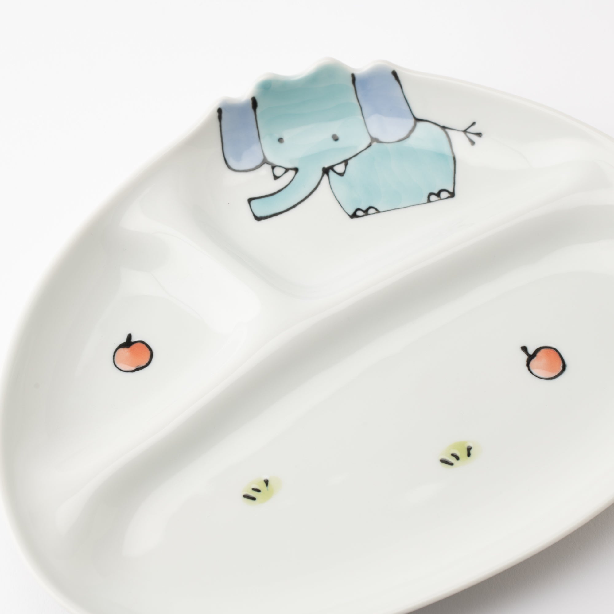 Elephant Hasami Wave Children's Divided Plate - MUSUBI KILN - Quality Japanese Tableware and Gift