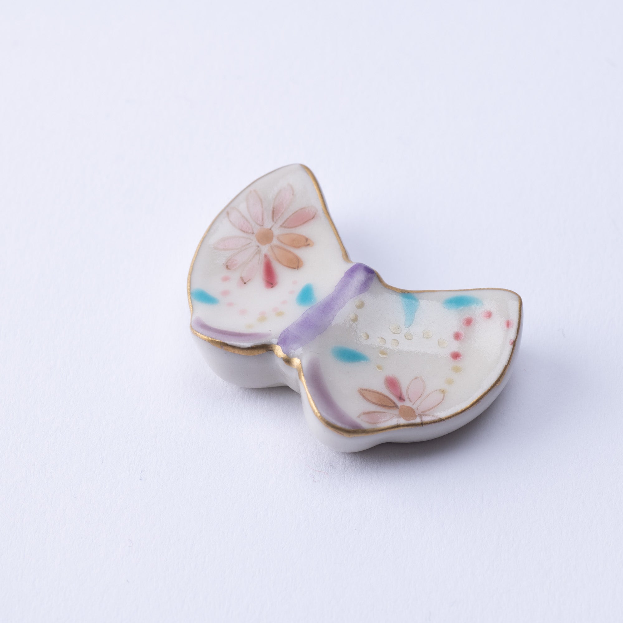 Flower Butterfly Kyo Ware Chopstick Rest Set - MUSUBI KILN - Quality Japanese Tableware and Gift
