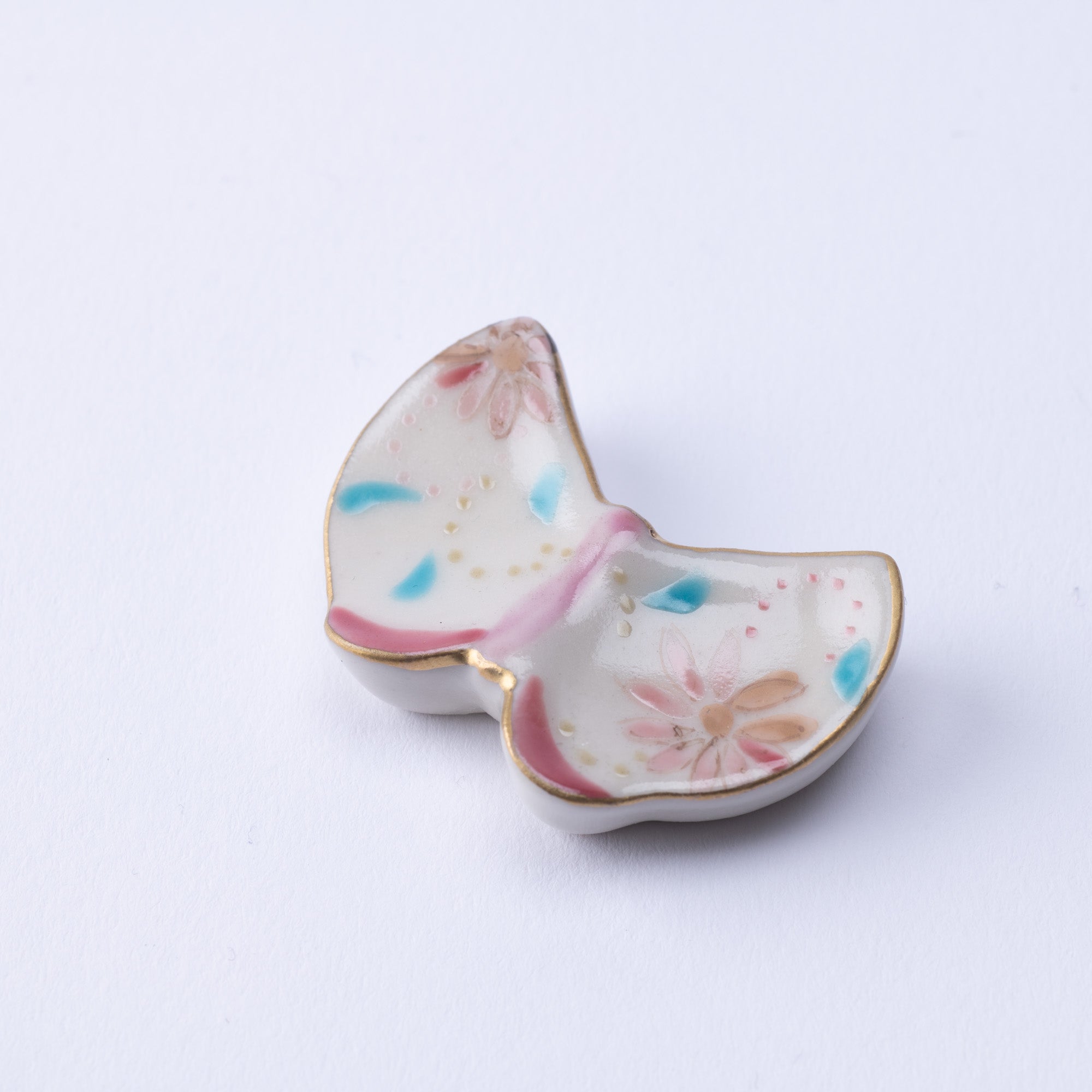 Flower Butterfly Kyo Ware Chopstick Rest Set - MUSUBI KILN - Quality Japanese Tableware and Gift