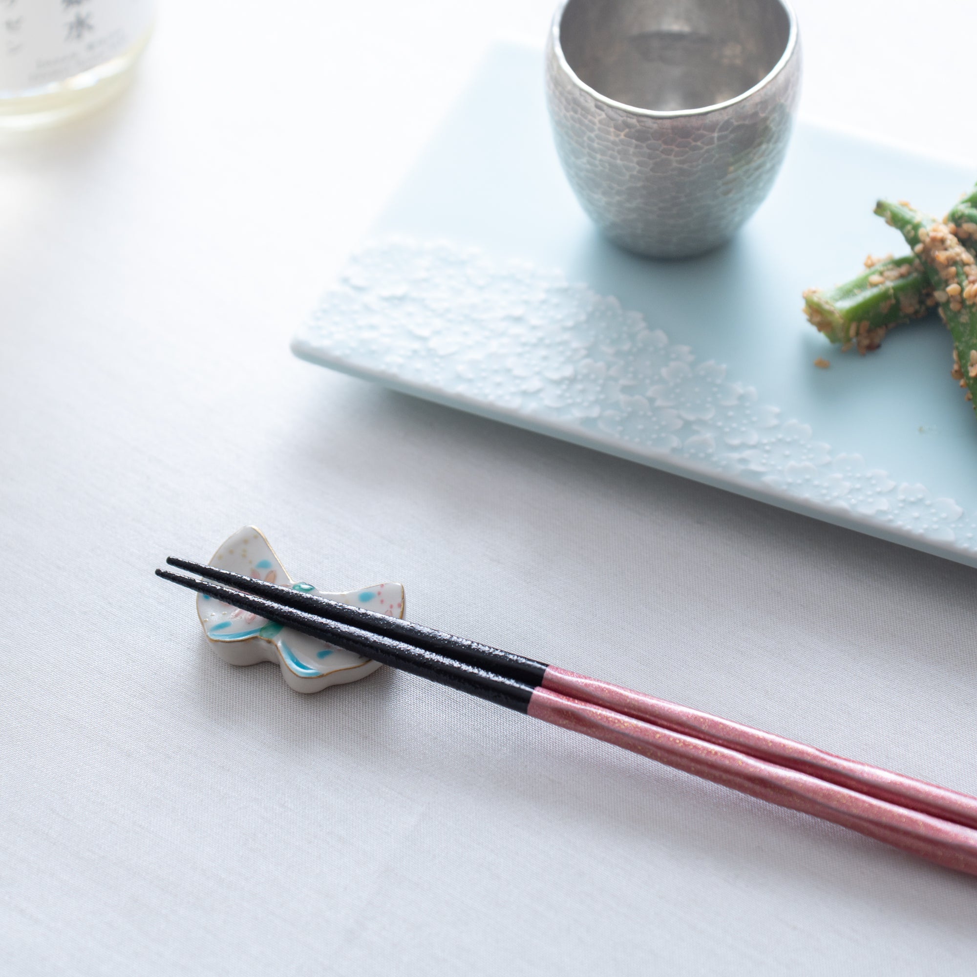 Flower Butterfly Kyo Ware Chopstick Rest Set - MUSUBI KILN - Quality Japanese Tableware and Gift