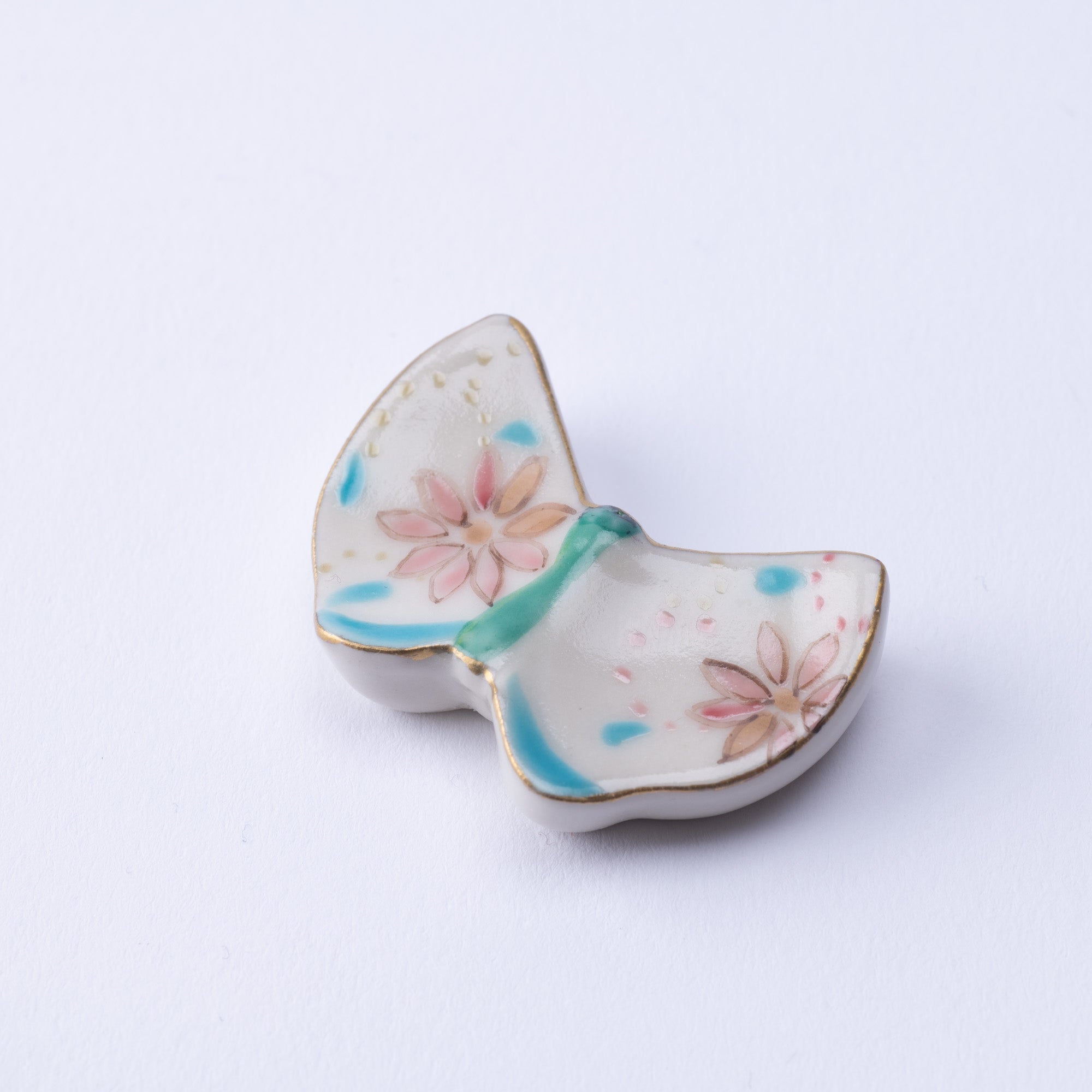 Flower Butterfly Kyo Ware Chopstick Rest Set - MUSUBI KILN - Quality Japanese Tableware and Gift