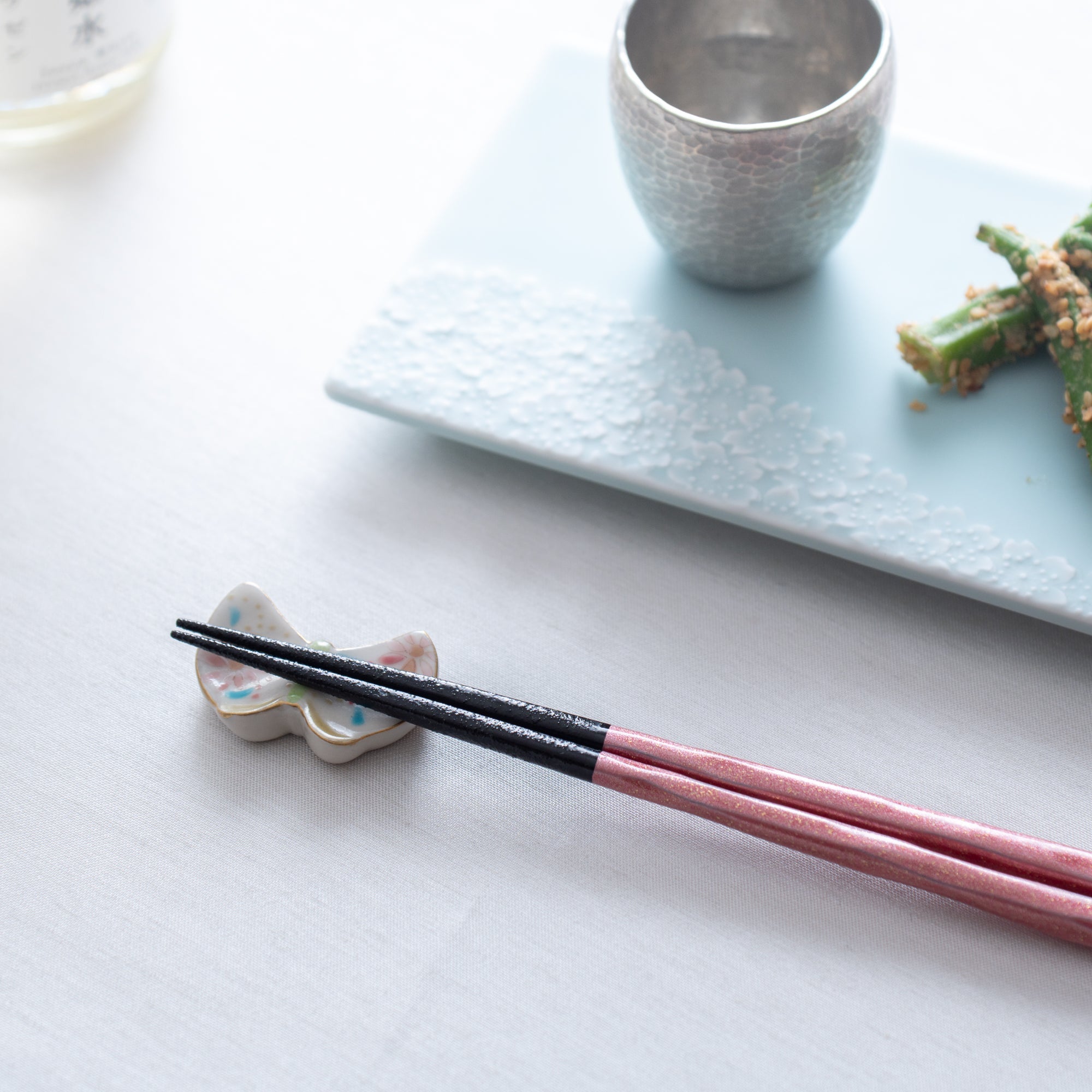 Flower Butterfly Kyo Ware Chopstick Rest Set - MUSUBI KILN - Quality Japanese Tableware and Gift